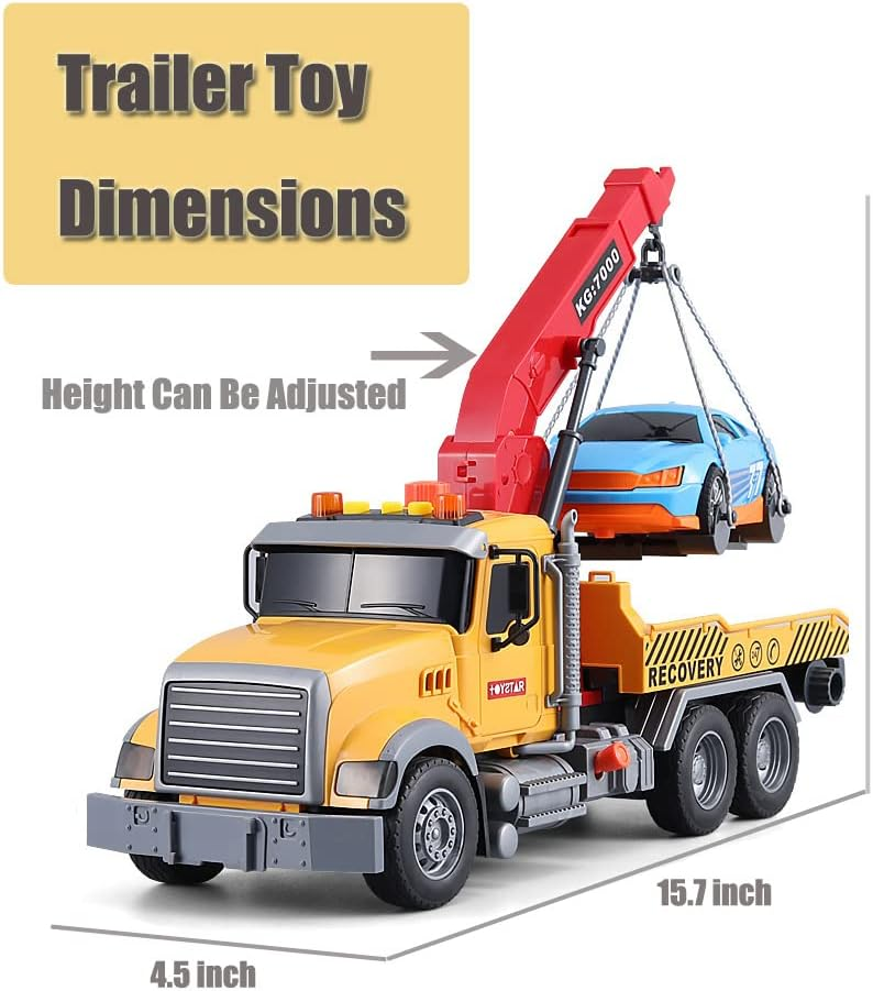 Rescue Tow Truck Toy Large 1/18 Scale - 15" Die-Cast Vehicle for Kids Ages 4+ | Realistic Towing Mechanics & Durable Construction