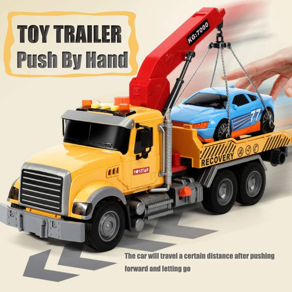 Rescue Tow Truck Toy Large 1/18 Scale - 15" Die-Cast Vehicle for Kids Ages 4+ | Realistic Towing Mechanics & Durable Construction