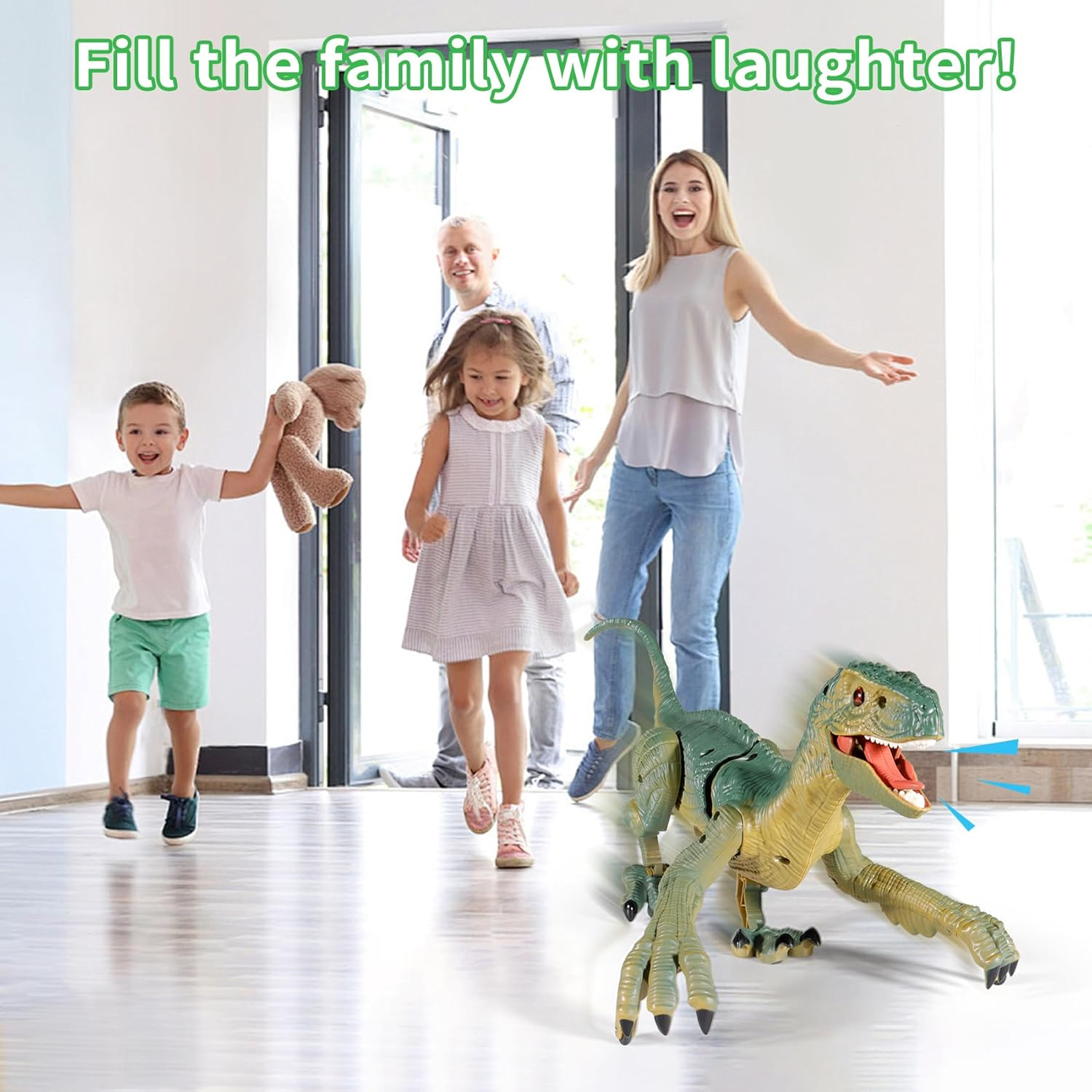 Remote Control Dinosaur Toy for Kids Ages 3-12 - Build & Walk Velociraptor with LED Lights & Sound Effects | STEM Building Gift