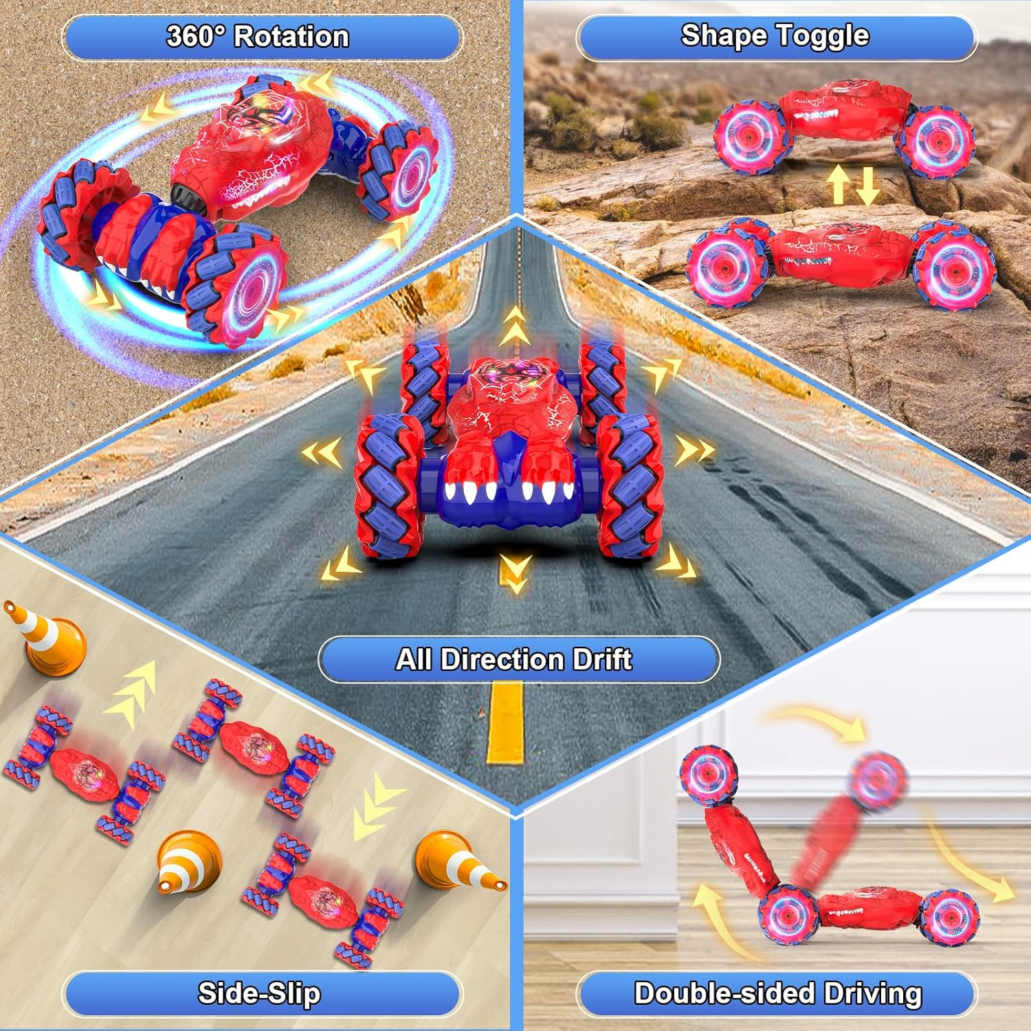 Gesture Sensing RC Stunt Car for Kids Ages 6-12 - Hand Controlled Remote Control Car with LED Lights & Music | Boys Birthday Gift