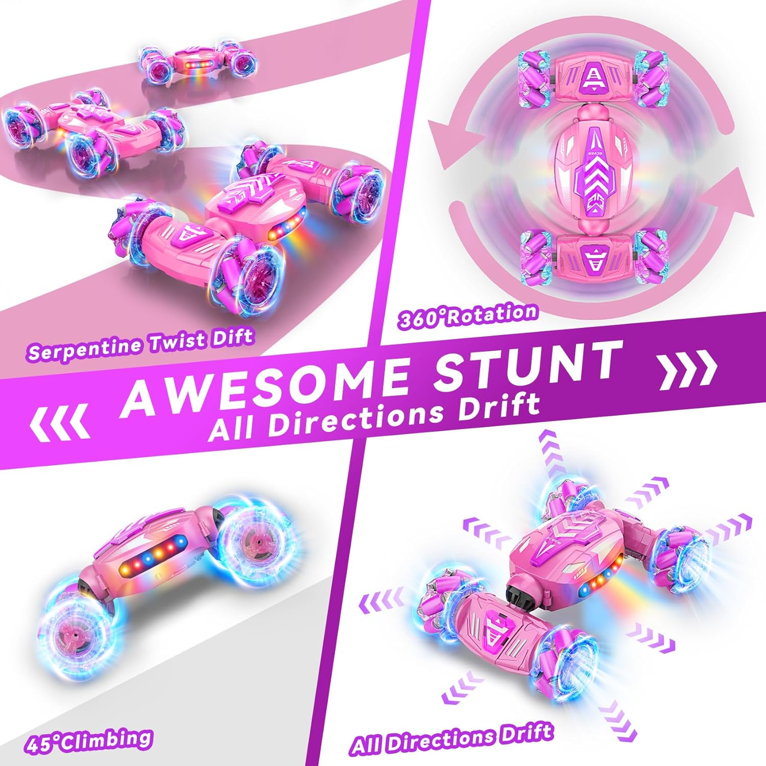 Gesture Sensing RC Stunt Car for Kids Ages 6-12 - Hand Controlled Remote Control Car with LED Lights & Music | Boys Birthday Gift