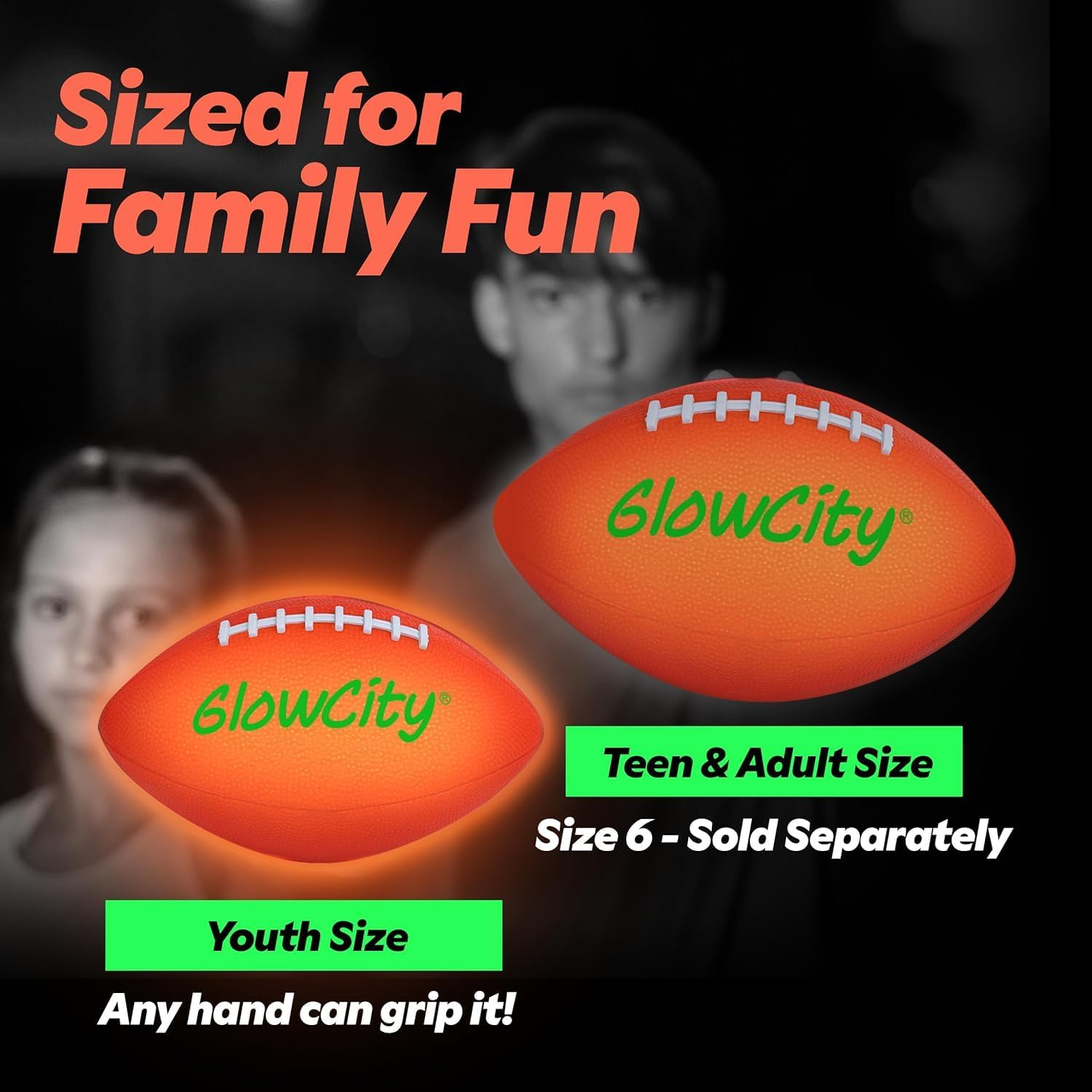 GlowCity LED Light Up Football - Youth Size 3 - Glow in the Dark Football with Batteries & Tool Included for Night Games