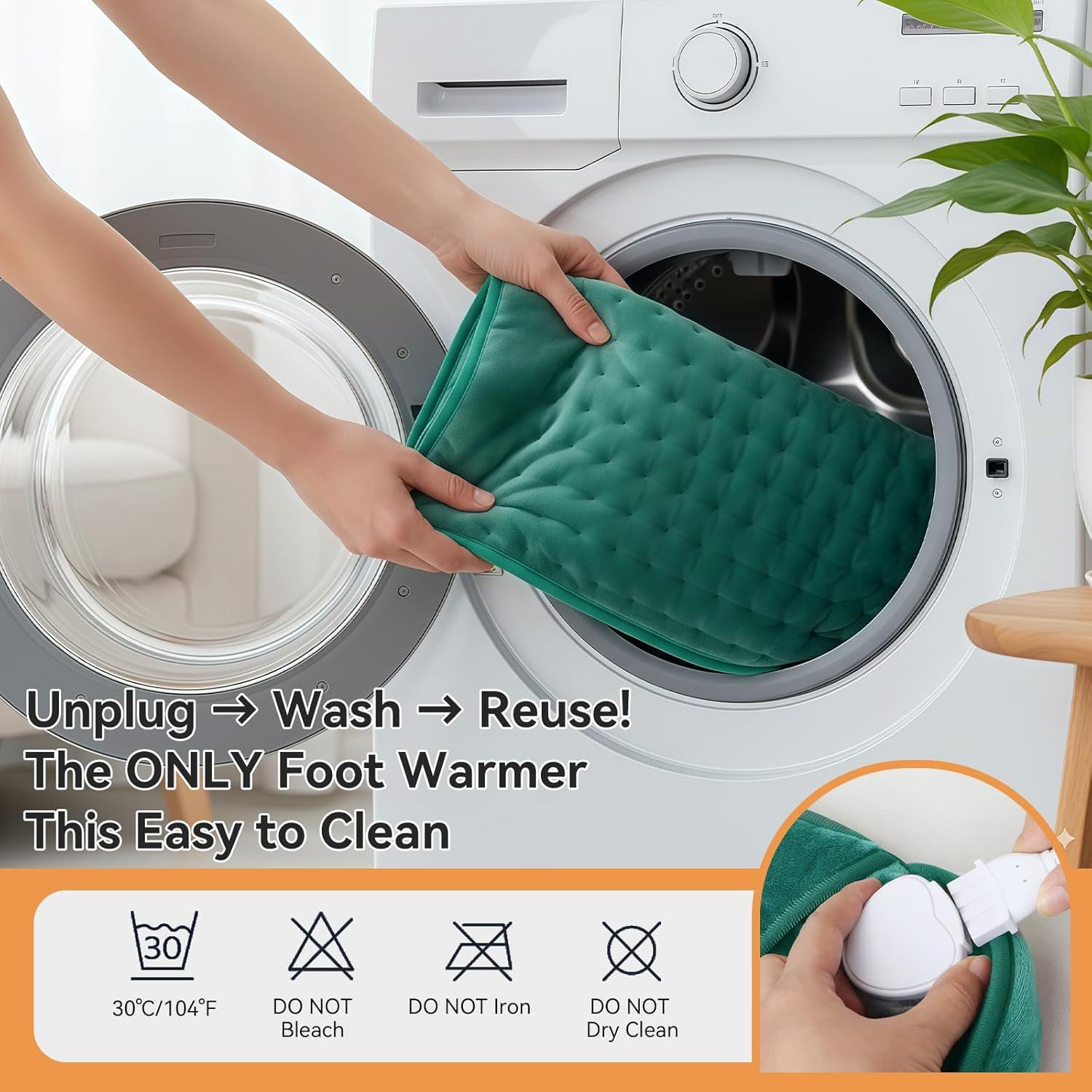 Electric Heated Foot Warmer Pad - 6 Temperature Settings & 4 Timer Options - Machine Washable Heating Pad for Feet, Legs, Back & Shoulders