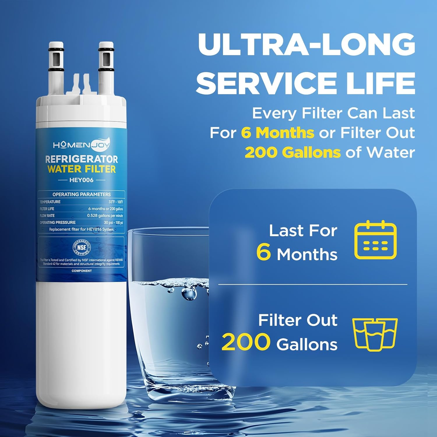HOMENJOY Refrigerator Water Filter Replacement for Frigidaire WF3CB PureSource 3 - NSF Certified 2 Pack - 6 Month Filter Life