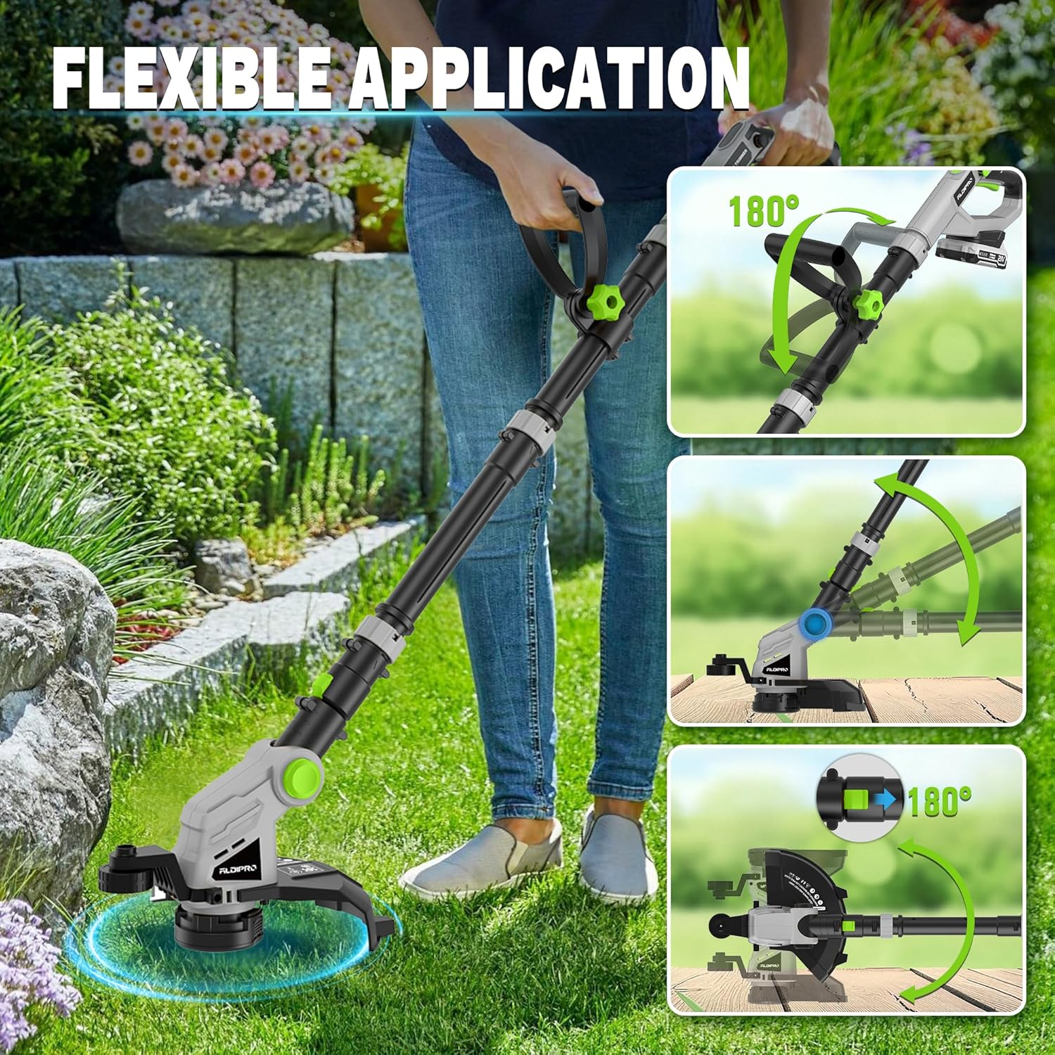 3-in-1 Cordless String Trimmer - 21V Electric Weed Eater with Auto-Feed Spool, Edger & Mower (12-Inch, 8500 RPM)