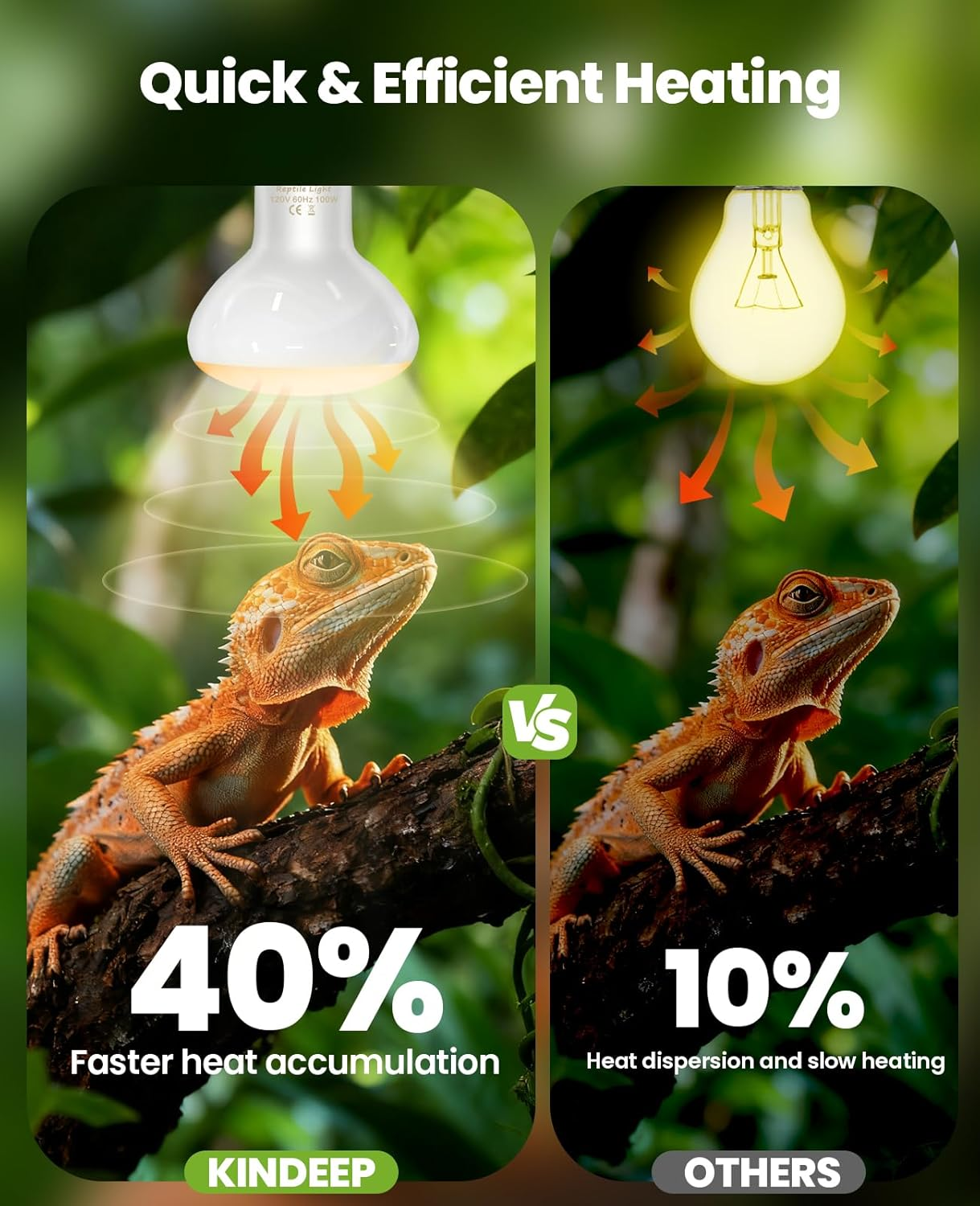 100W Reptile Heat Lamp Bulbs 2-Pack - 2700K Basking Spot Light, 3000H Lifespan, E26 Base