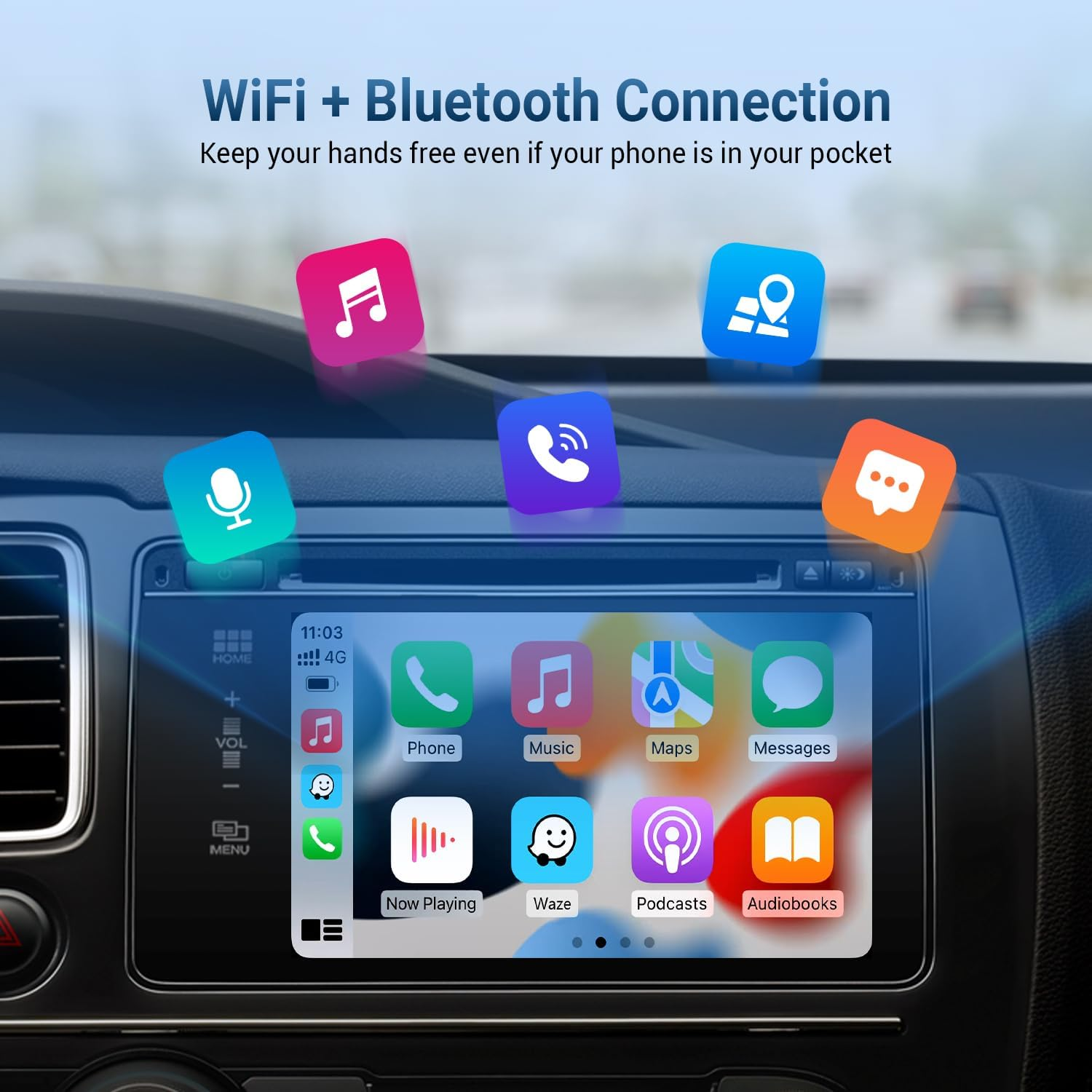 2-in-1 Wireless CarPlay & Android Auto Adapter - Plug & Play USB Dongle for Factory Wired Cars 2016+