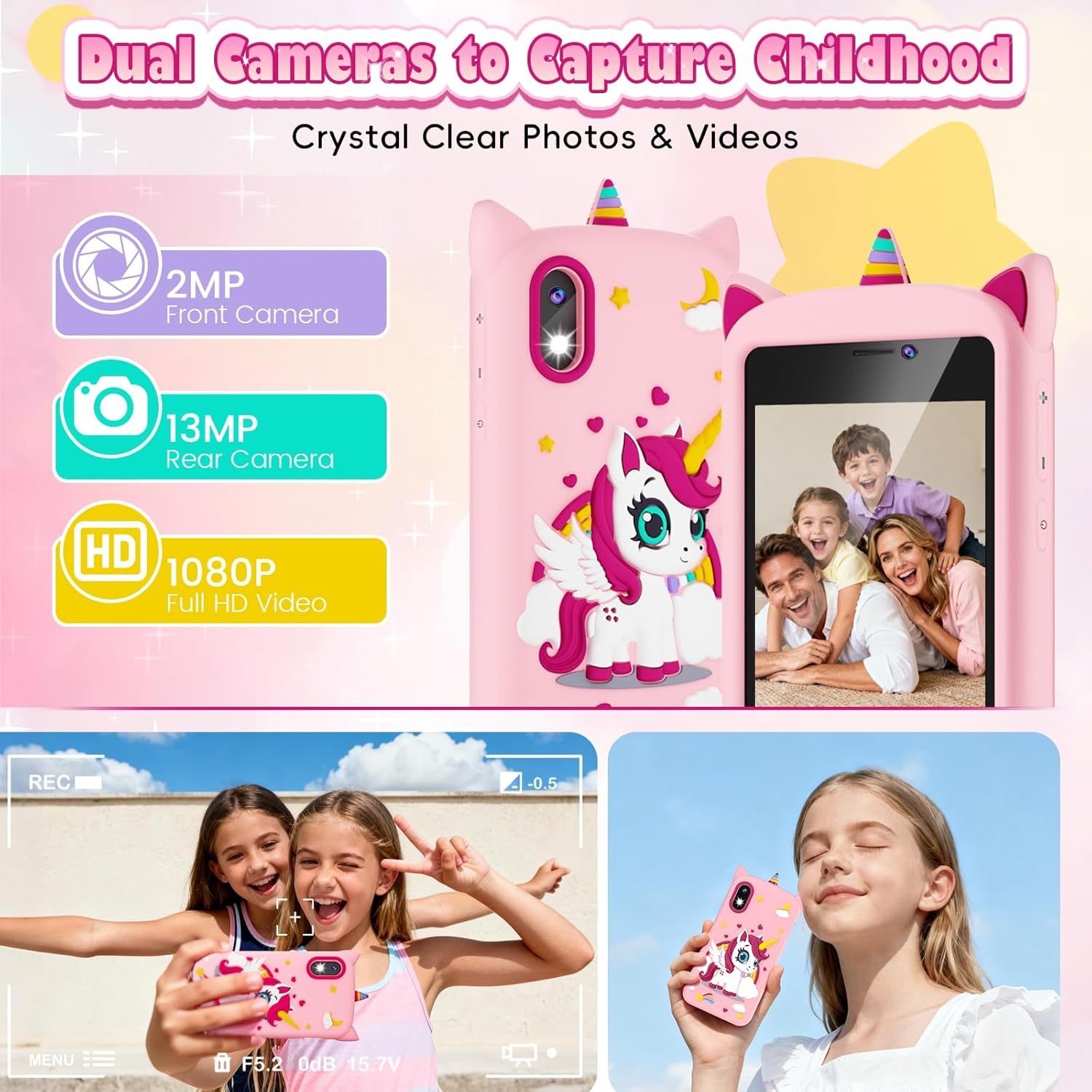 Kids Smartphone - Educational Learning Phone with 200+ Games, WiFi, Camera & Parental Controls