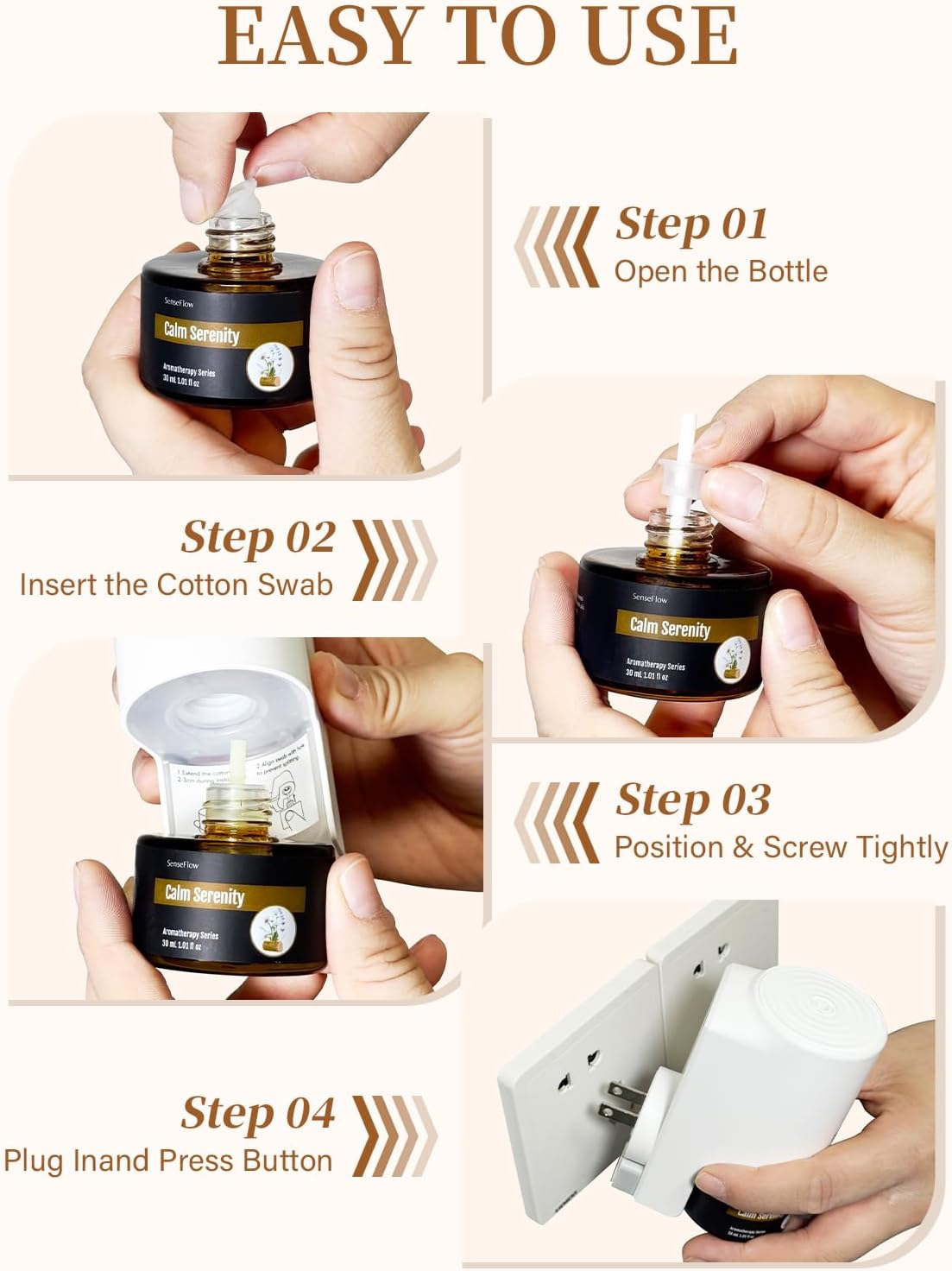 SenseFlow Space Fragrance Diffuser Set - Capri Orange Essential Oil with 120-Day Refill & Night Light