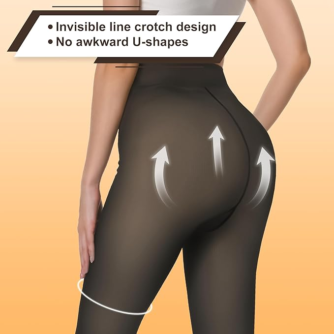 LazyRosy Fleece Lined Tights - Thermal Winter Pantyhose with Shaping & Warmth Technology