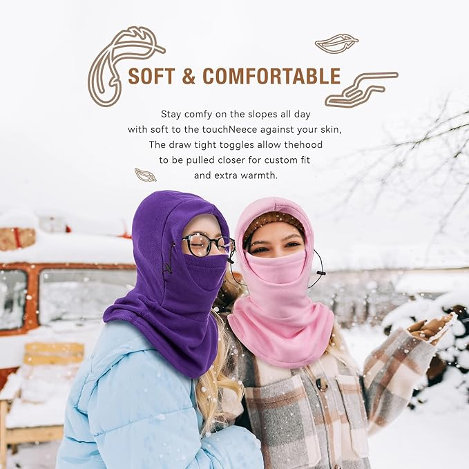 Winter Balaclava Ski Mask - Windproof Fleece Face Cover with Adjustable Drawstring | 9 Colors
