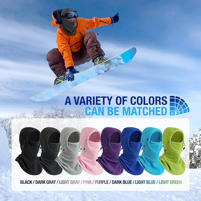 Winter Balaclava Ski Mask - Windproof Fleece Face Cover with Adjustable Drawstring | 9 Colors
