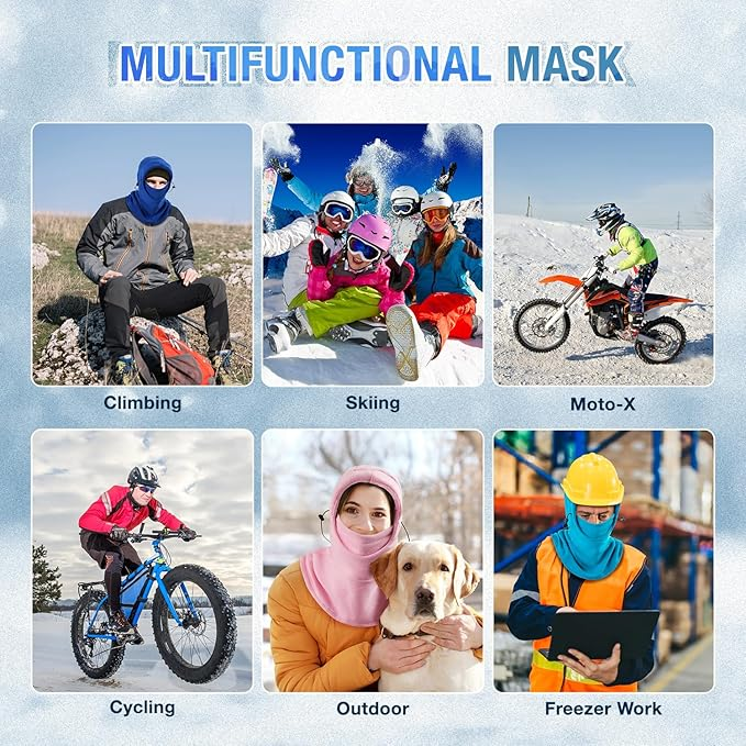 Winter Balaclava Ski Mask - Windproof Fleece Face Cover with Adjustable Drawstring | 9 Colors