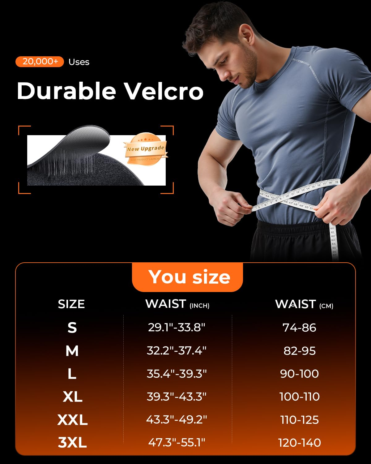 Lower Back Support Brace - Adjustable Lumbar Belt with Removable Straps & Breathable Mesh