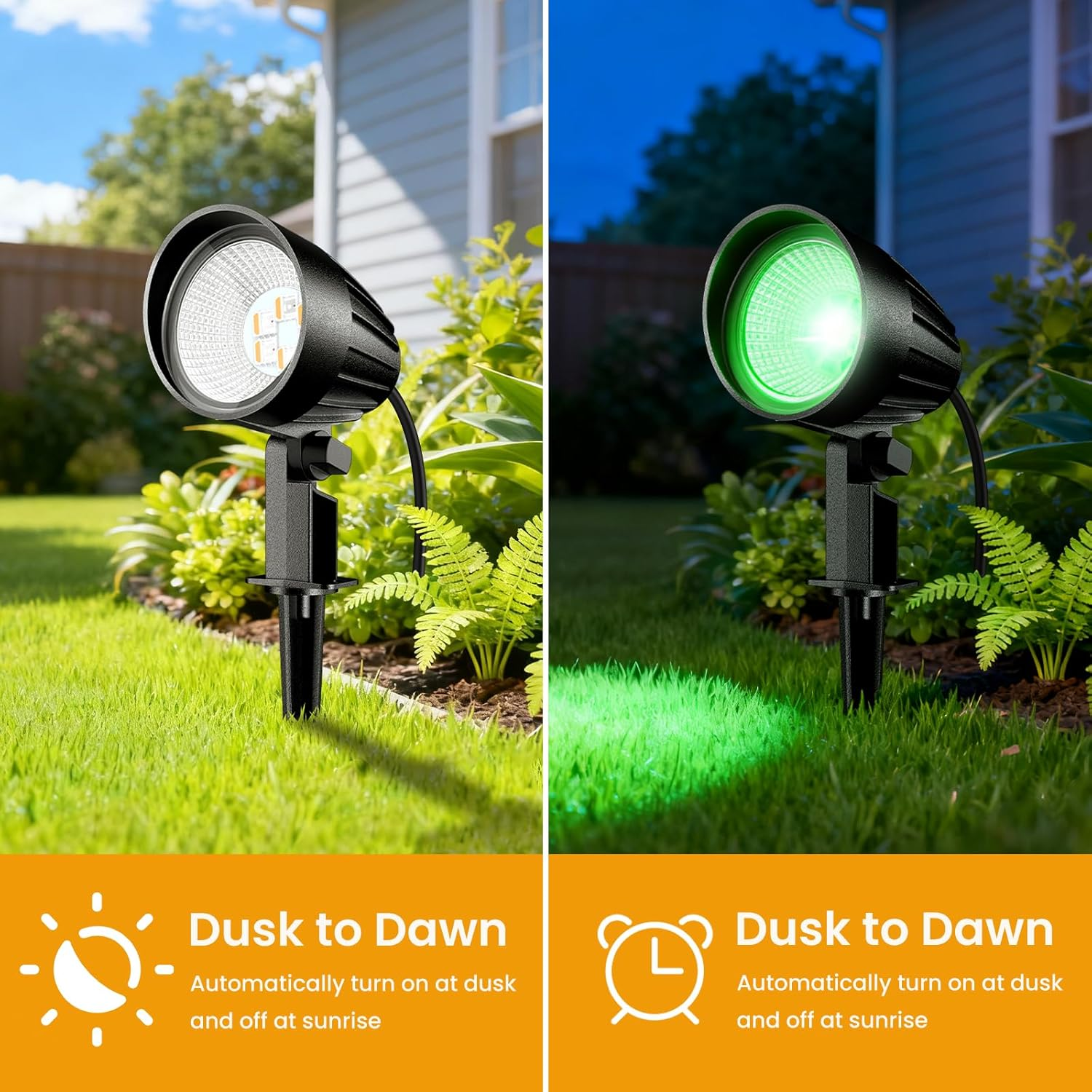 RGB Landscape Spotlights 4-Pack - Color Changing LED Outdoor Lights with Remote & Timer | IP66 Waterproof