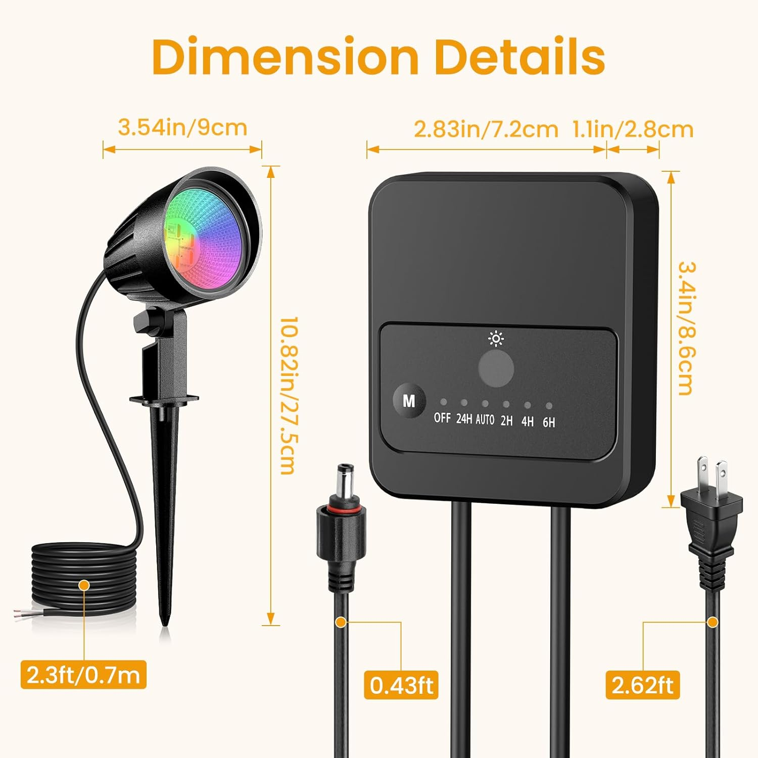 RGB Landscape Spotlights 4-Pack - Color Changing LED Outdoor Lights with Remote & Timer | IP66 Waterproof