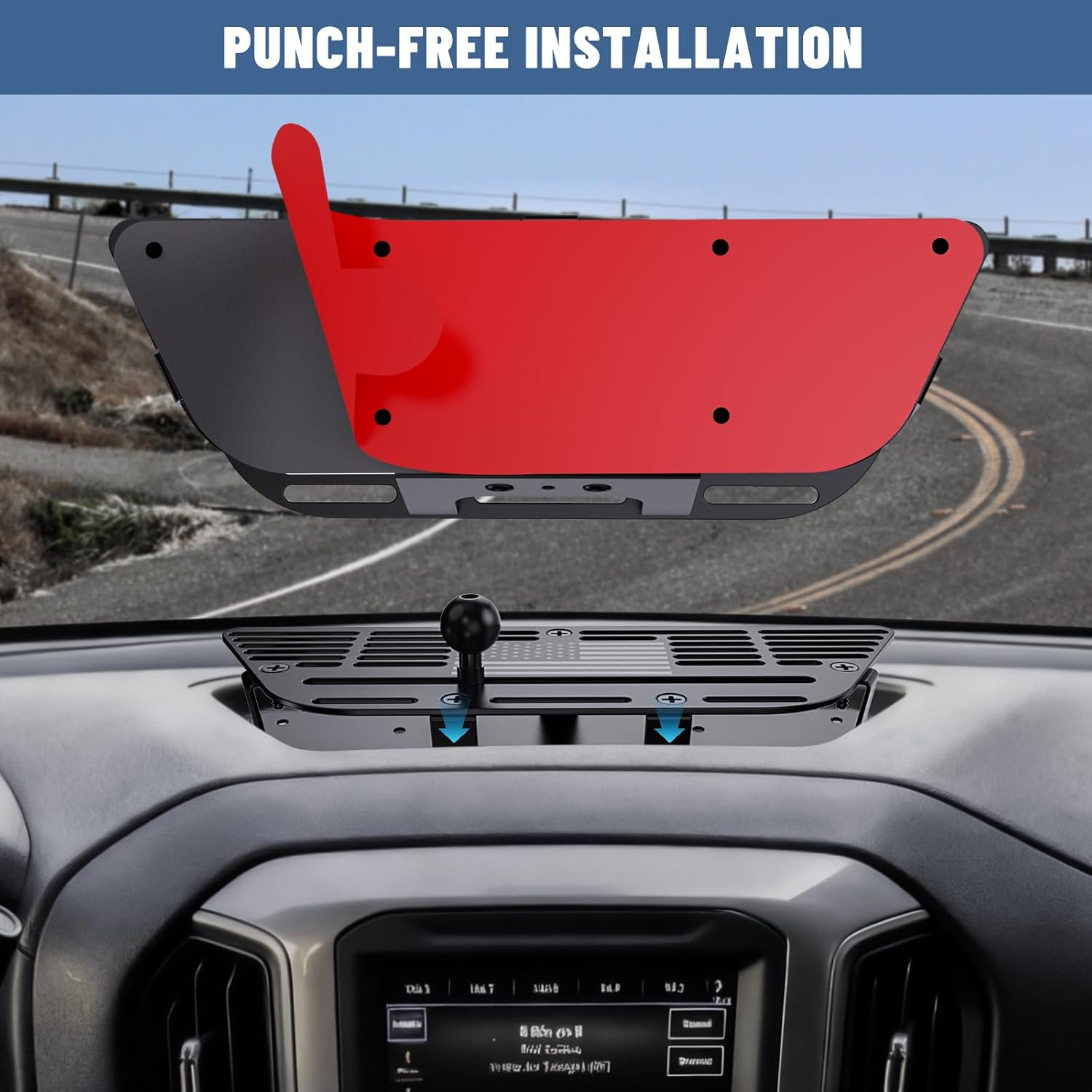 Dashboard Phone Mount for Car - 360° Adjustable Cell Phone Holder with Adhesive or Drill Installation