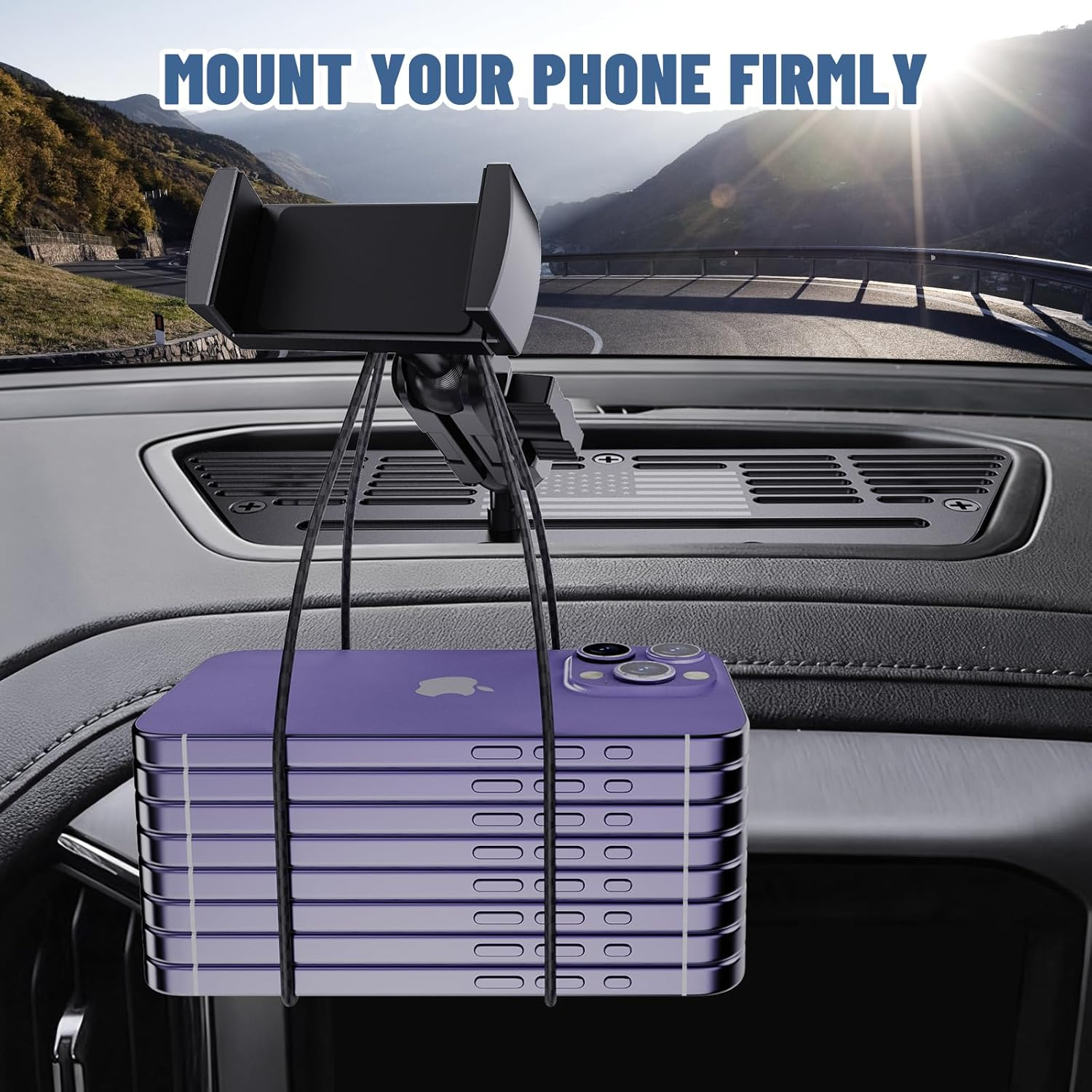 Dashboard Phone Mount for Car - 360° Adjustable Cell Phone Holder with Adhesive or Drill Installation