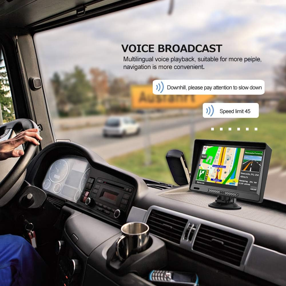 9-Inch GPS Navigator for Car - 2025 Maps with Voice Navigation, Speed & Red Light Warnings | Bluetooth & Sun Visor