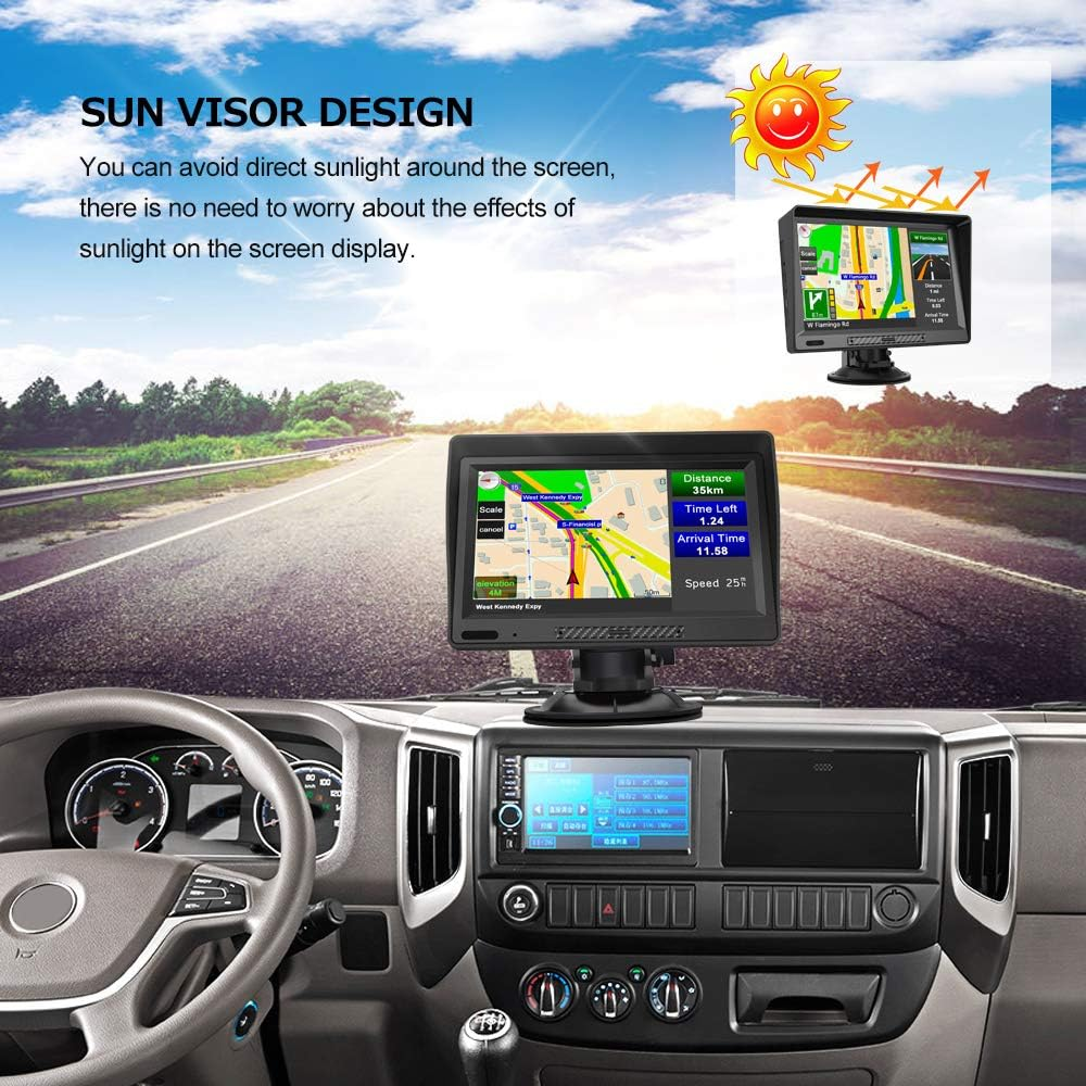 9-Inch GPS Navigator for Car - 2025 Maps with Voice Navigation, Speed & Red Light Warnings | Bluetooth & Sun Visor