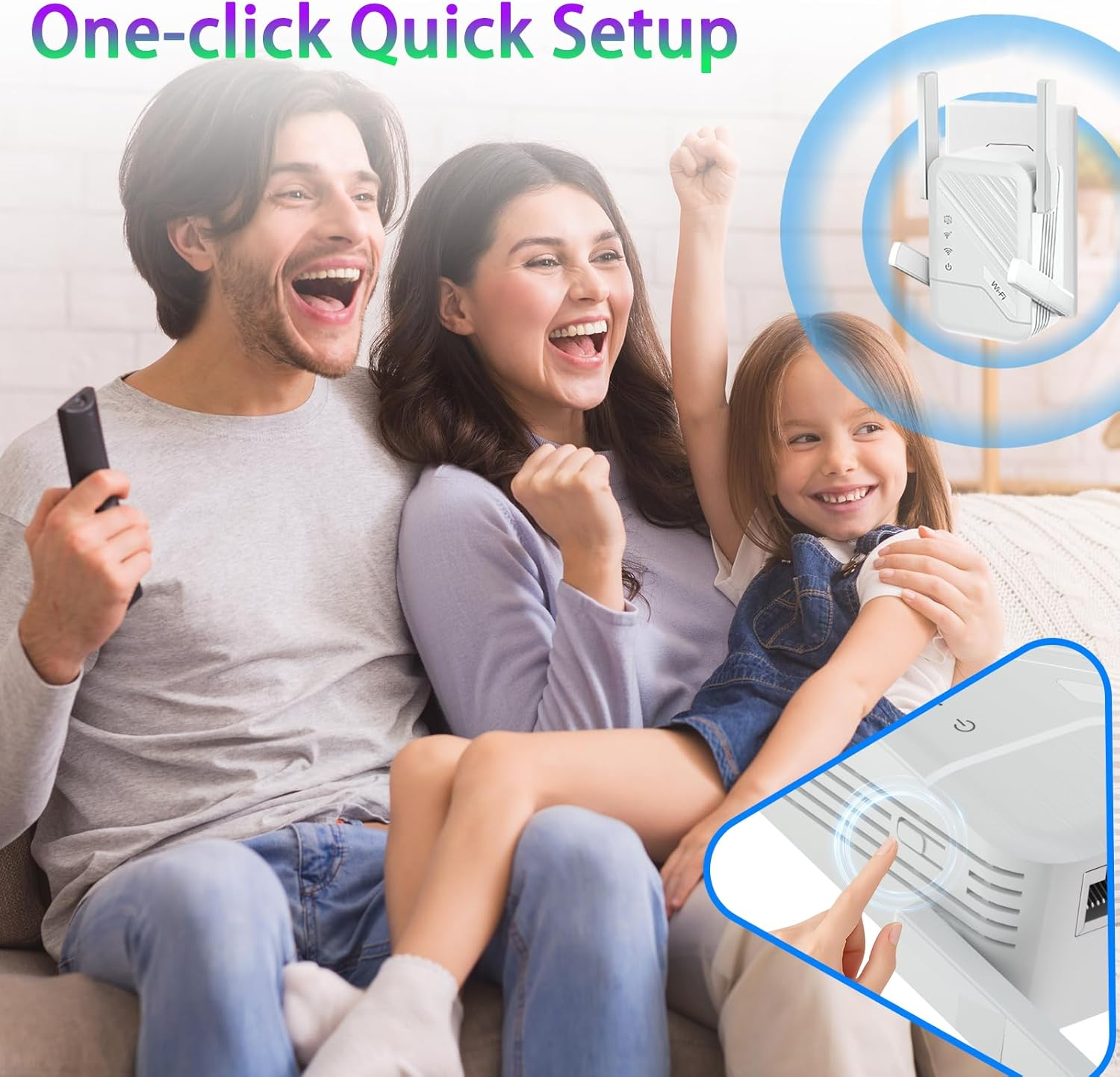 WiFi Range Extender Booster - 1200Mbps Dual Band Signal Amplifier with 4 Antennas