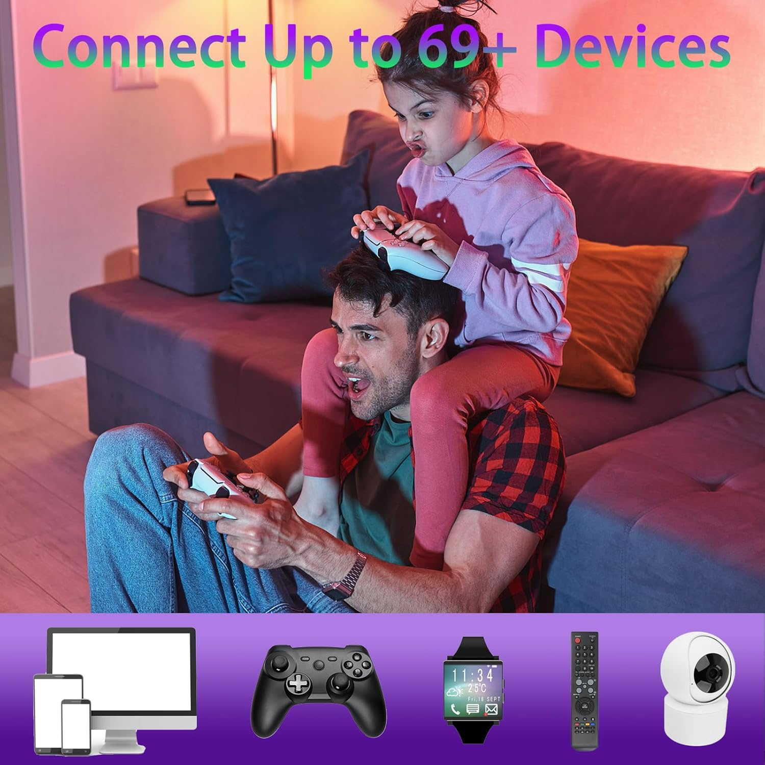 WiFi Range Extender Booster - 1200Mbps Dual Band Signal Amplifier with 4 Antennas