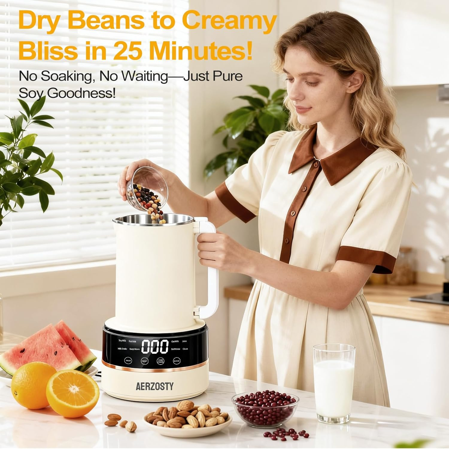 Automatic Plant-Based Milk Maker - 10-in-1 Soy Nut Oat Milk Machine with 24H Delay Start
