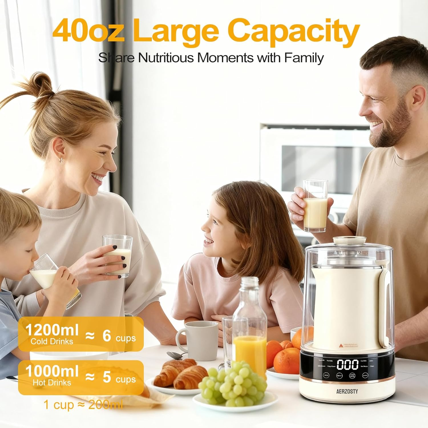 Automatic Plant-Based Milk Maker - 10-in-1 Soy Nut Oat Milk Machine with 24H Delay Start