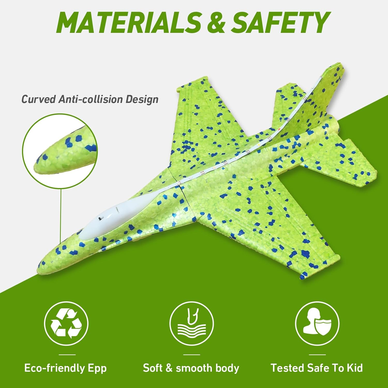 Foam Airplane Launcher Toy - 2 Flight Modes LED Glider Plane with Catapult Gun for Kids