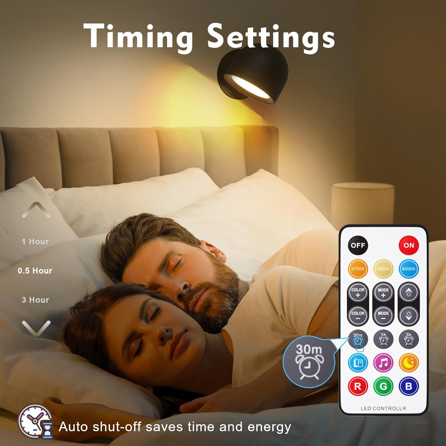 Rechargeable LED Mood Light with Remote - 32 Colors & 3 Color Temperatures, 2000mAh Battery, USB-C Fast Charging