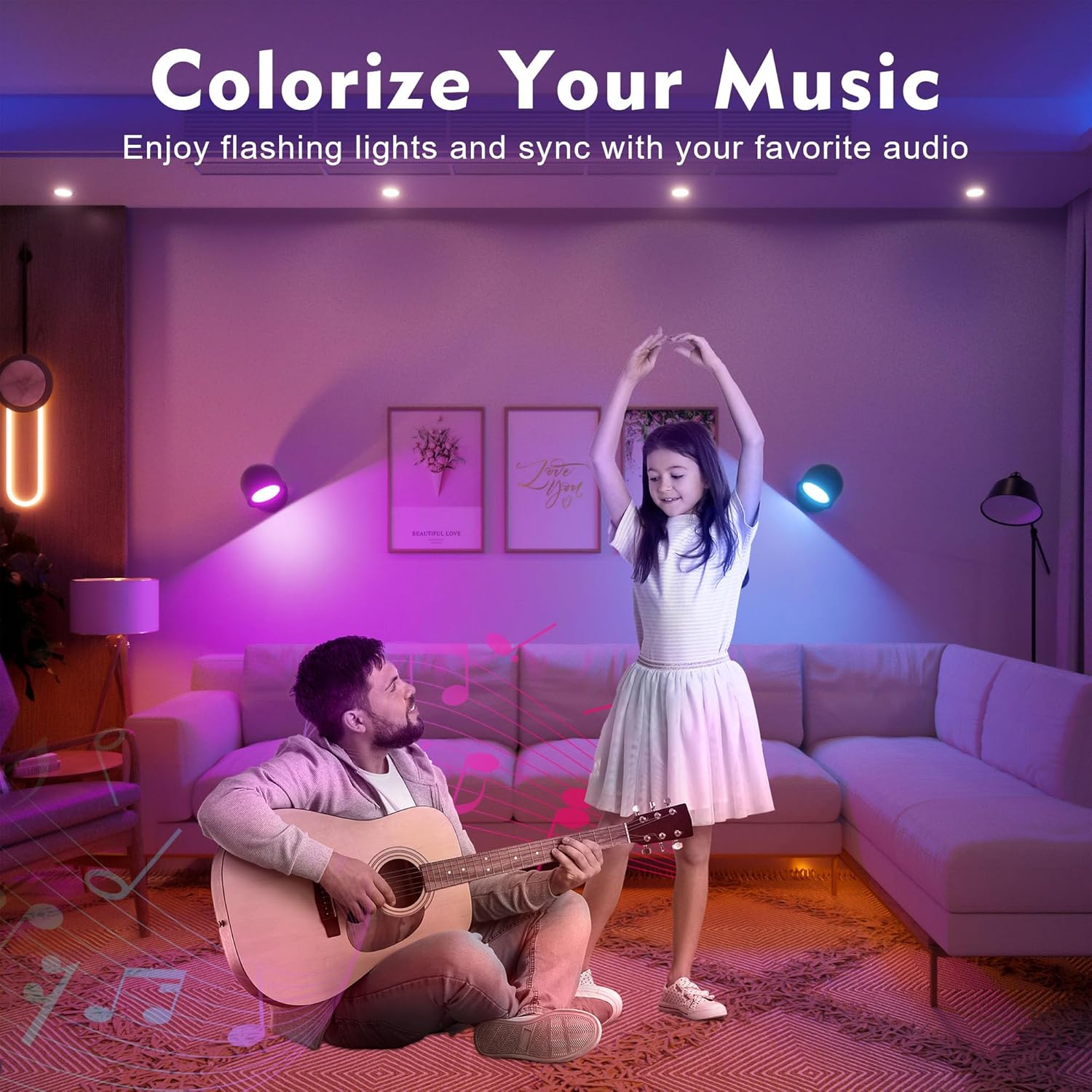 Rechargeable LED Mood Light with Remote - 32 Colors & 3 Color Temperatures, 2000mAh Battery, USB-C Fast Charging