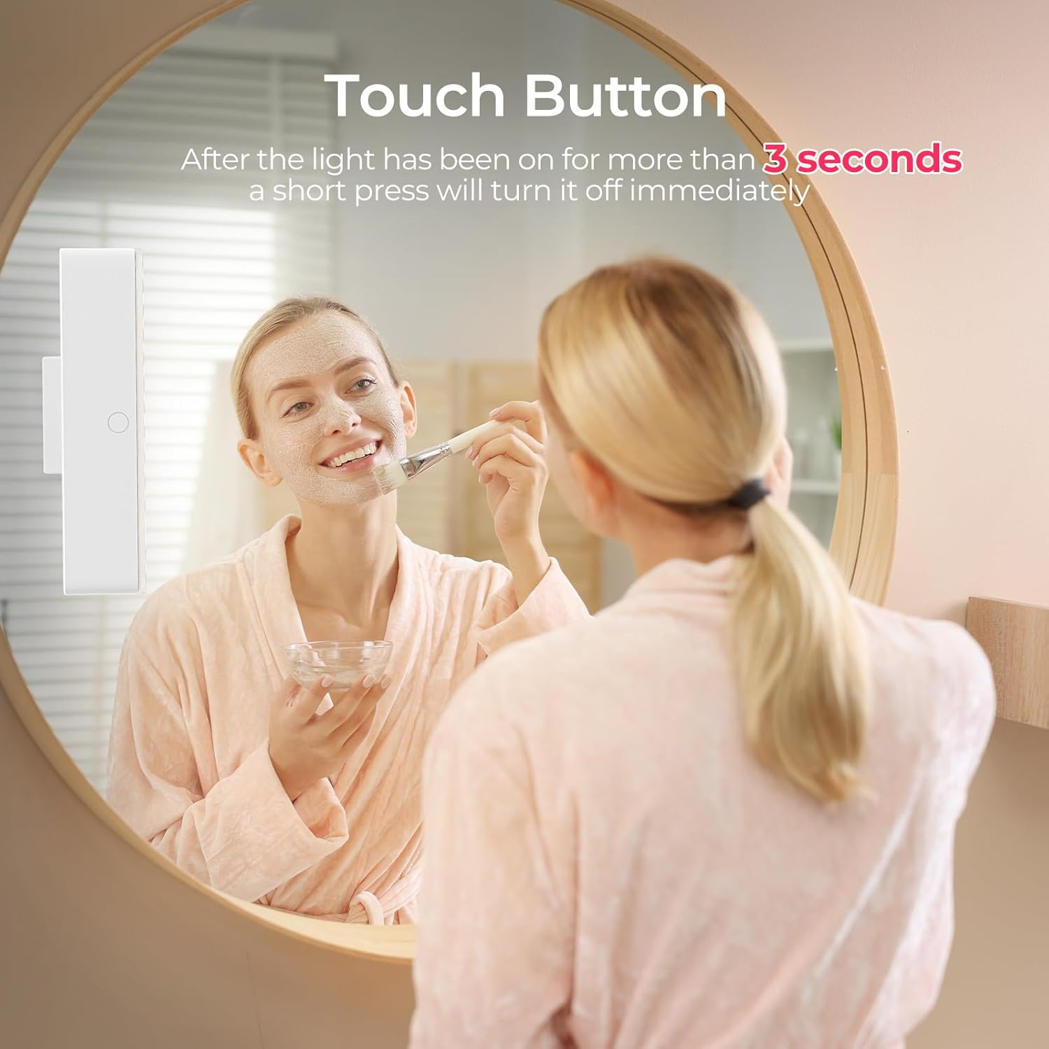 Rechargeable LED Mirror Light - 360° Rotating Vanity Light with 3 Color Temperatures