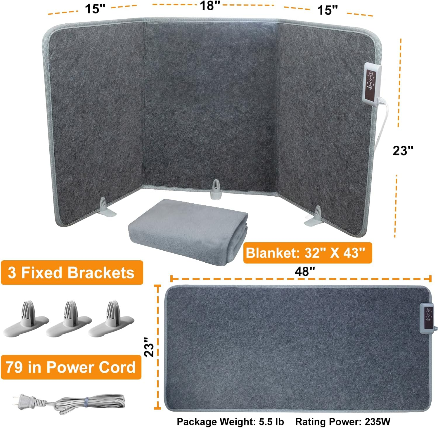Carbon Crystal Heating Pad with Timer - Electric Heated Blanket for Pain Relief, 3 Temperature Settings, Auto Shut-Off Safety