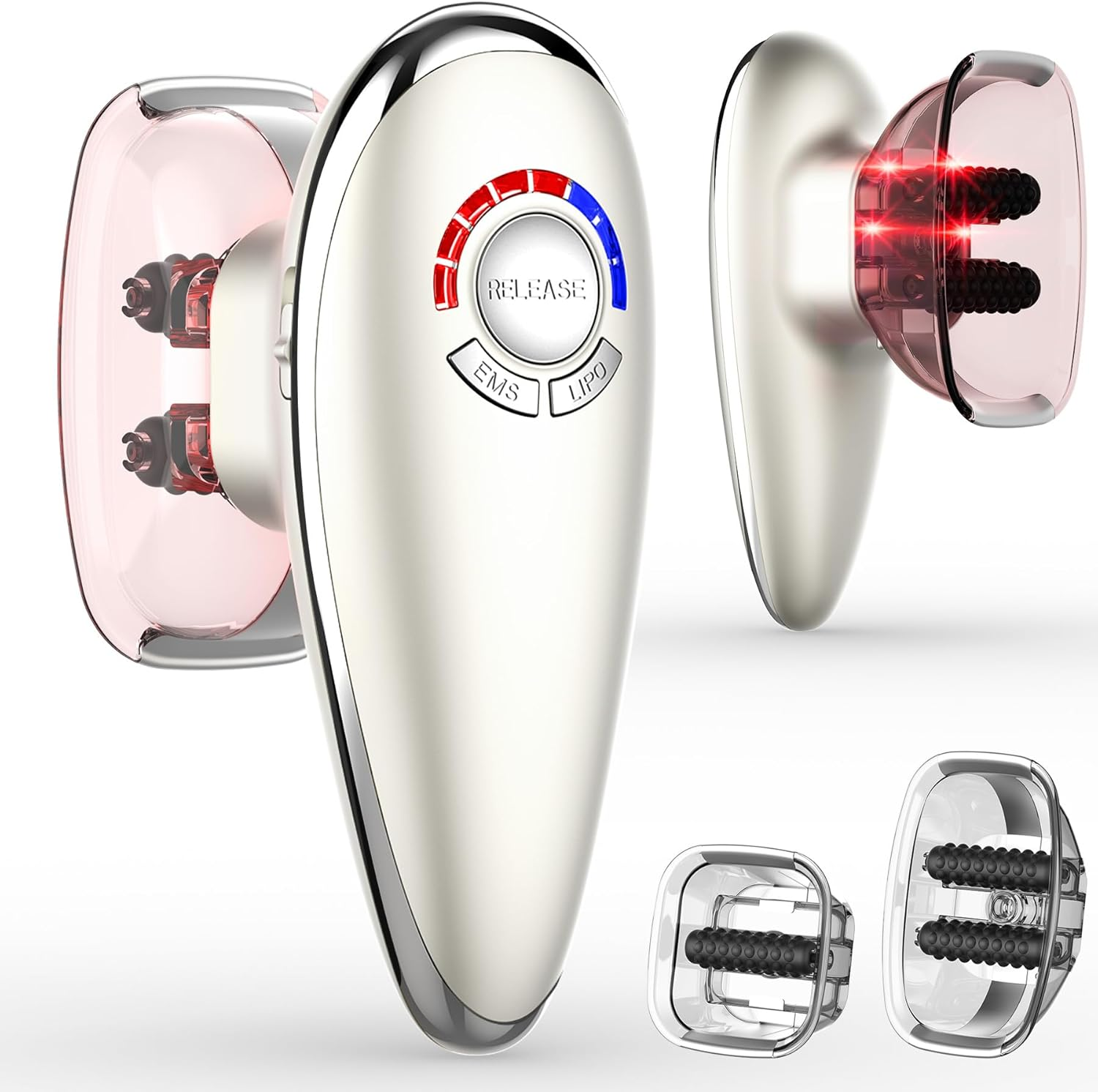 3-in-1 Cellulite Massager with Red Light Therapy - EMS Pulse Body Sculptor, Rechargeable Cordless Fat Reduction Tool for Legs, Stomach, Arms