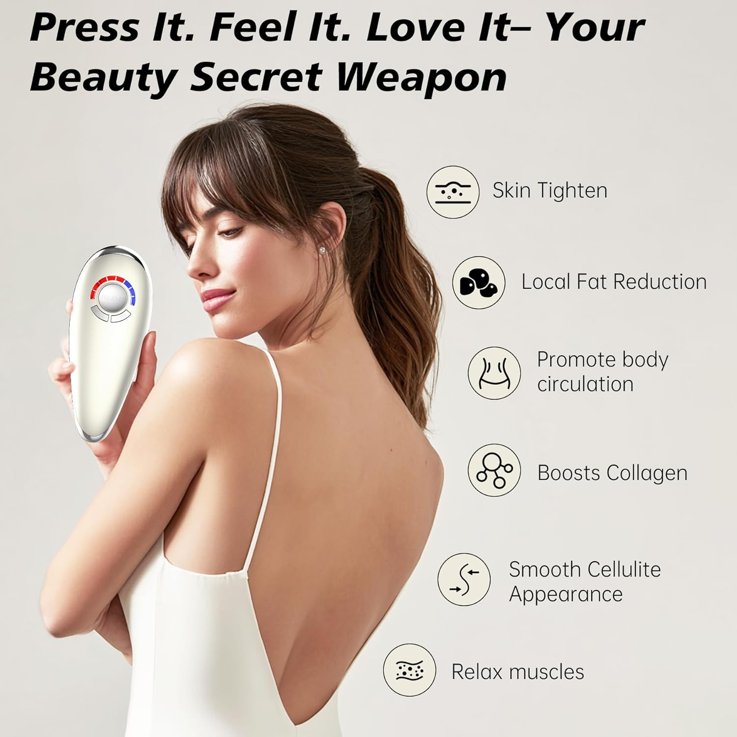 3-in-1 Cellulite Massager with Red Light Therapy - EMS Pulse Body Sculptor, Rechargeable Cordless Fat Reduction Tool for Legs, Stomach, Arms