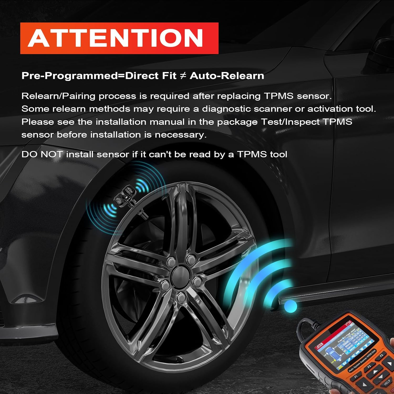 TPMS Sensor for Ford & Lincoln 315MHz - Premium Tire Pressure Monitoring Sensor with 5-Year Lifespan