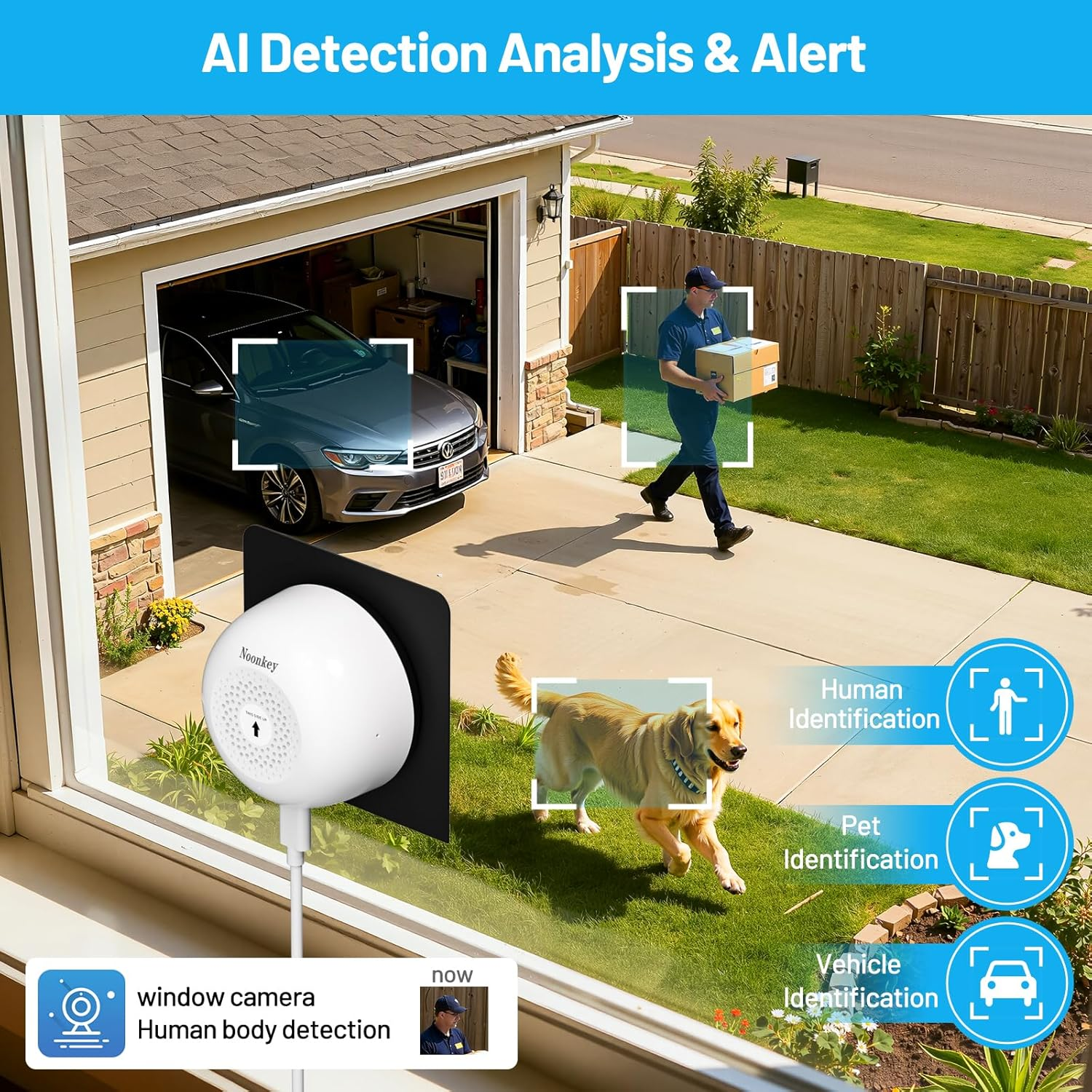 Noonkey WiFi 6 Window Security Camera - 2K QHD AI Color Night Vision with 30-Second Installation