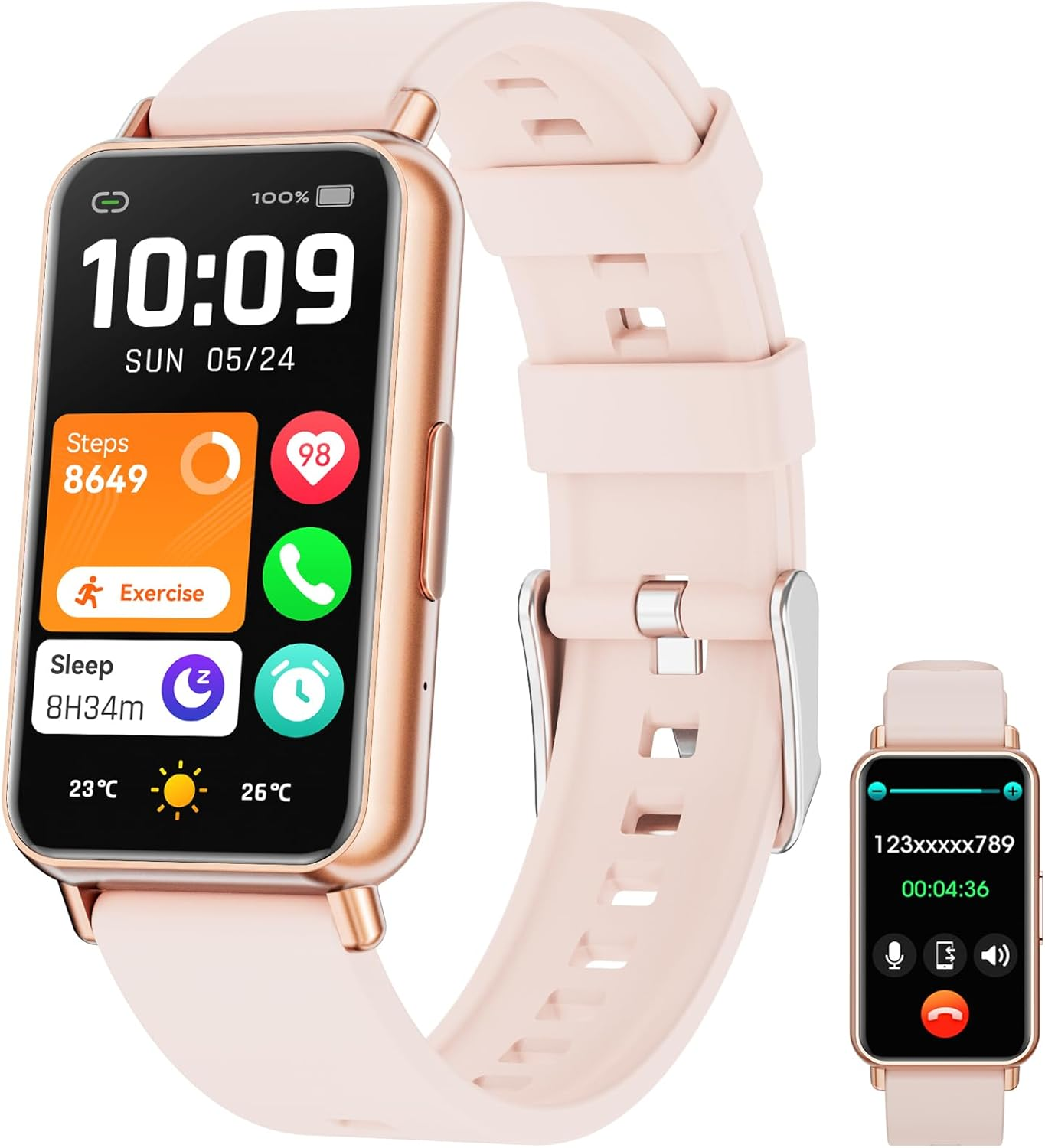 Fitness Tracker Smart Watch with Bluetooth Call - 24/7 Heart Rate Sleep Monitor, 100+ Sports Modes, Step Counter & Calorie Tracker for Women & Men, Waterproof for Android & iOS