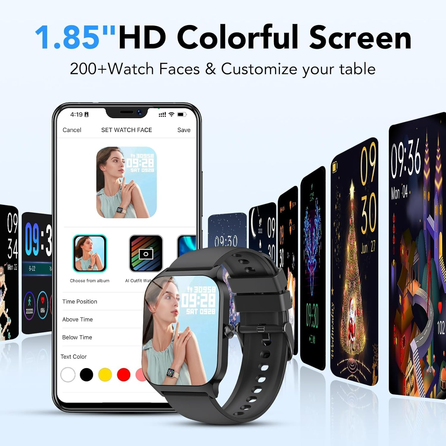 Smart Watch for Men & Women 1.85" HD - Bluetooth Calls, AI Voice Control, IP68 Waterproof, 115+ Sport Modes, 24/7 Heart Rate & Sleep Tracker for iOS & Android