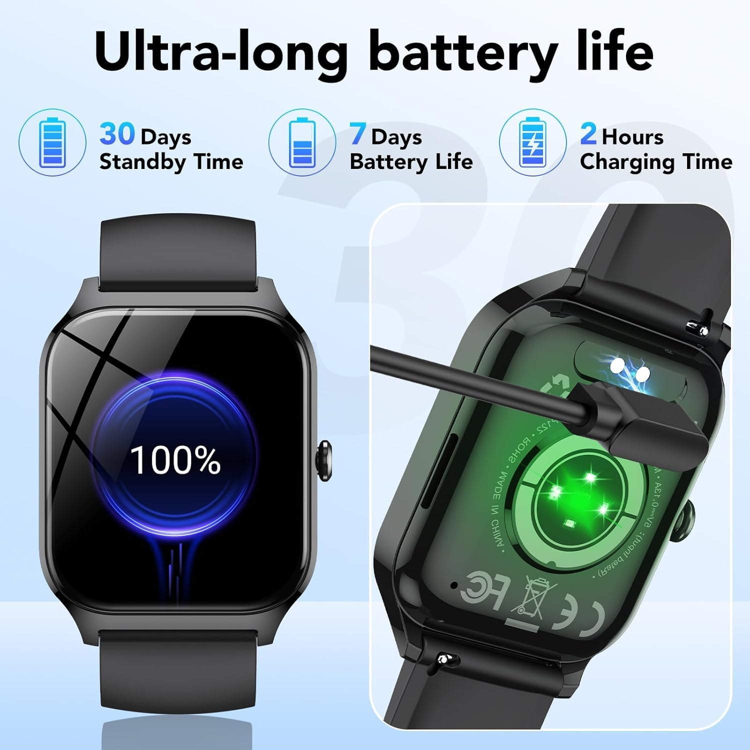 Smart Watch for Men & Women 1.85" HD - Bluetooth Calls, AI Voice Control, IP68 Waterproof, 115+ Sport Modes, 24/7 Heart Rate & Sleep Tracker for iOS & Android