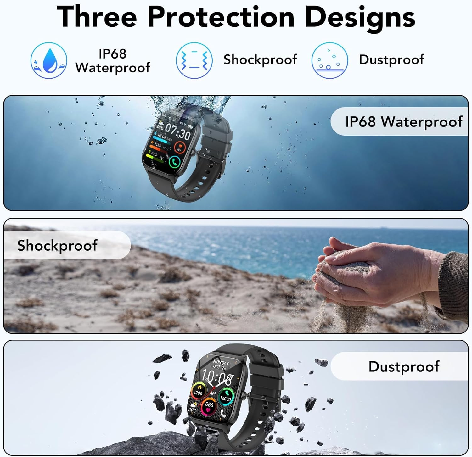 Smart Watch for Men & Women 1.85" HD - Bluetooth Calls, AI Voice Control, IP68 Waterproof, 115+ Sport Modes, 24/7 Heart Rate & Sleep Tracker for iOS & Android