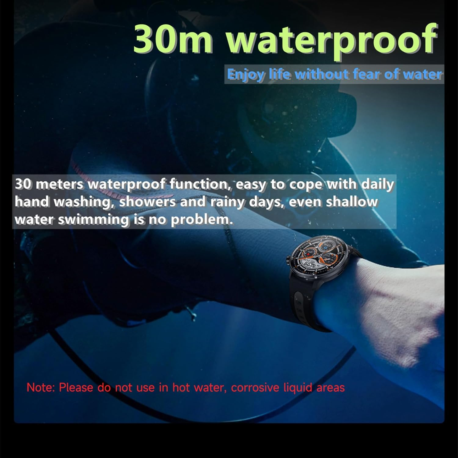 Military Smart Watch with GPS Tracker - 1.43" AMOLED Screen, Compass, Bluetooth Call Answer/Dial, Multiple Sports Modes for Android & iOS - Black