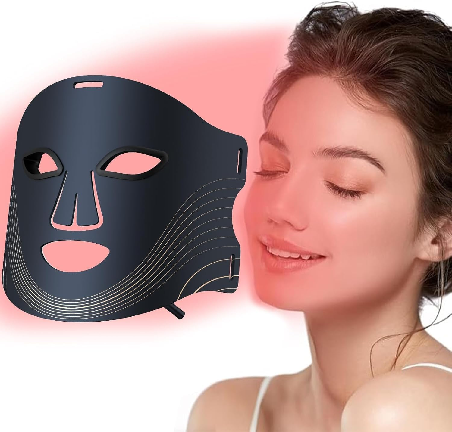 LED Light Therapy Mask (Model FM-01), 4 Colors LED Face Mask Light Therapy, Portable Wireless Red Light Therapy Mask, Home and Travel Skin Care