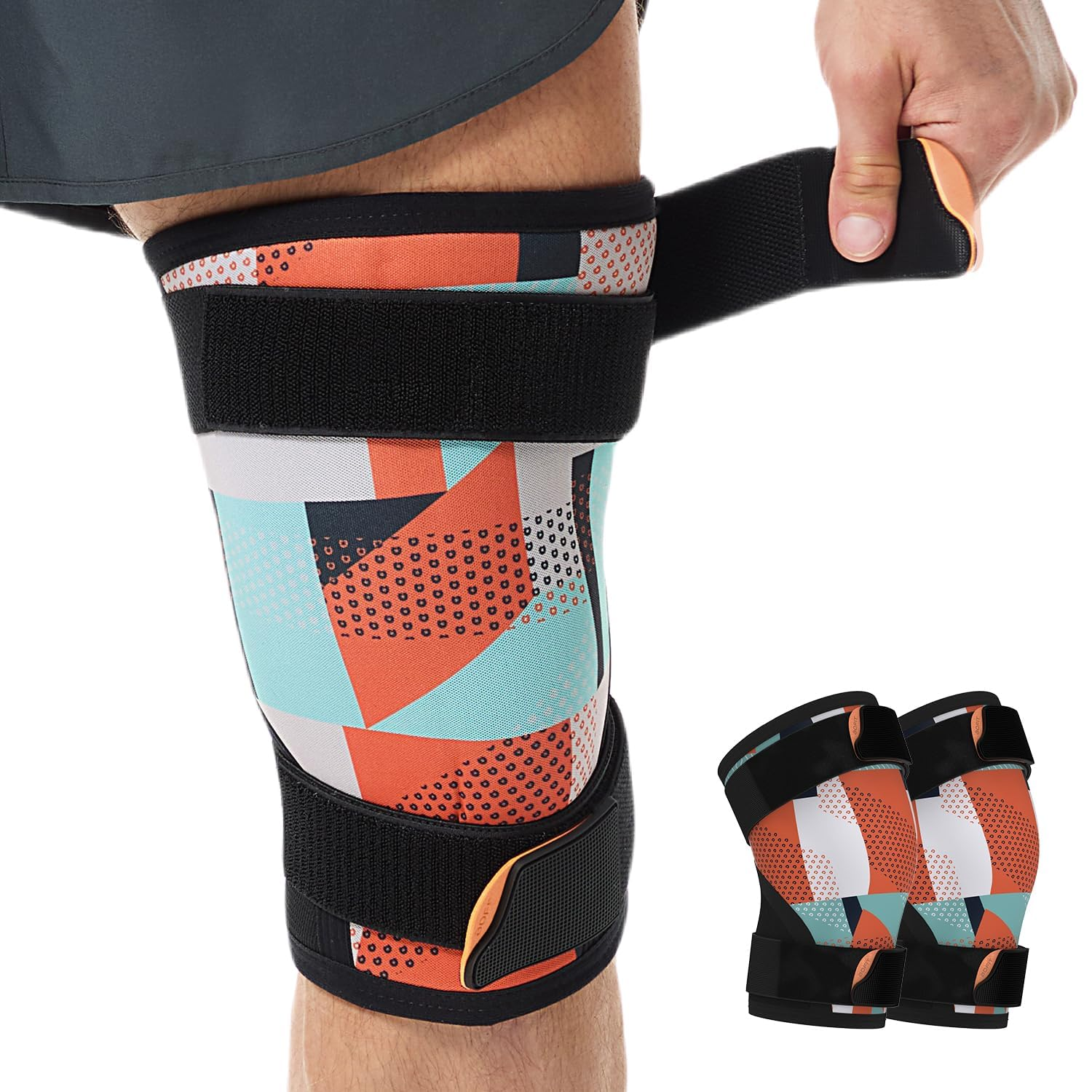 Knee Brace 1 Pair - 7mm Neoprene Knee Compression Sleeve with Adjustable Strap for Weightlifting & Training XX-Large