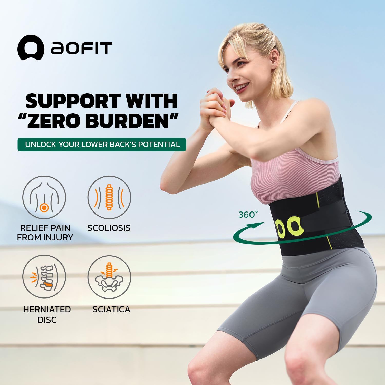 Back Brace for Lower Back Pain Relief - 360-Degree Support Belt with Breathable Lumbar Support XL