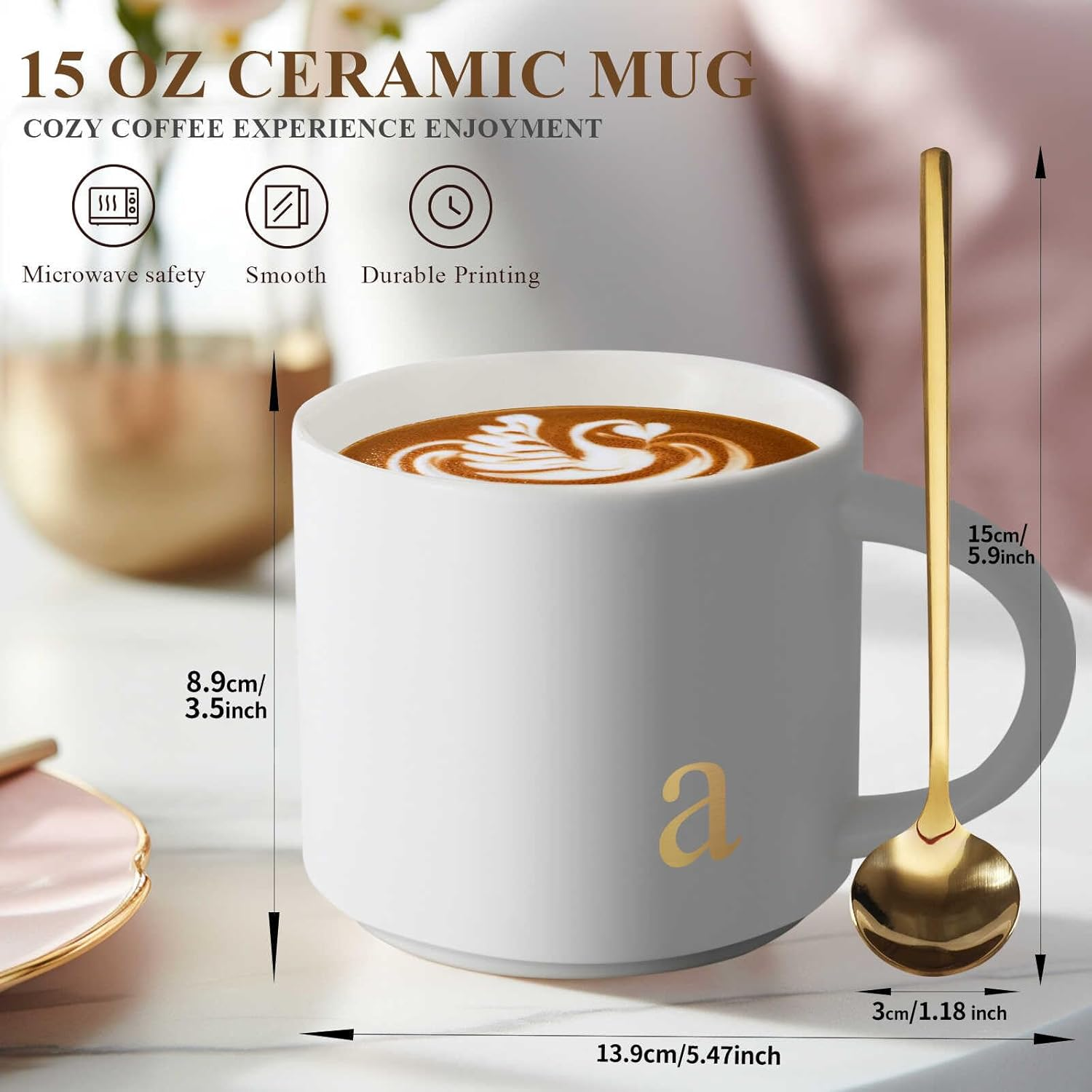 Monogrammed Ceramic Large Coffee Mug - I Love You More Romantic Gift for Girlfriend Boyfriend Future Mrs