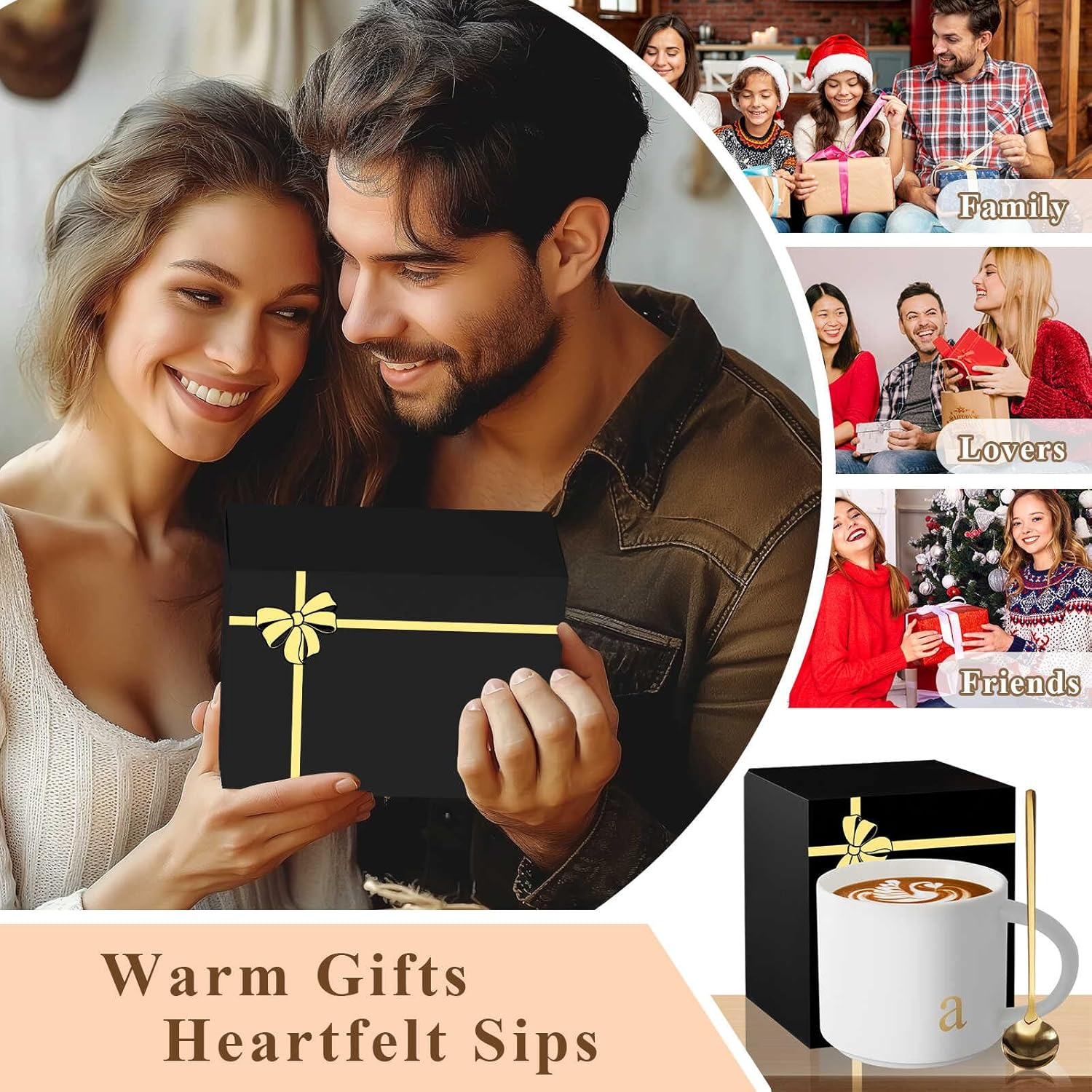 Monogrammed Ceramic Large Coffee Mug - I Love You More Romantic Gift for Girlfriend Boyfriend Future Mrs