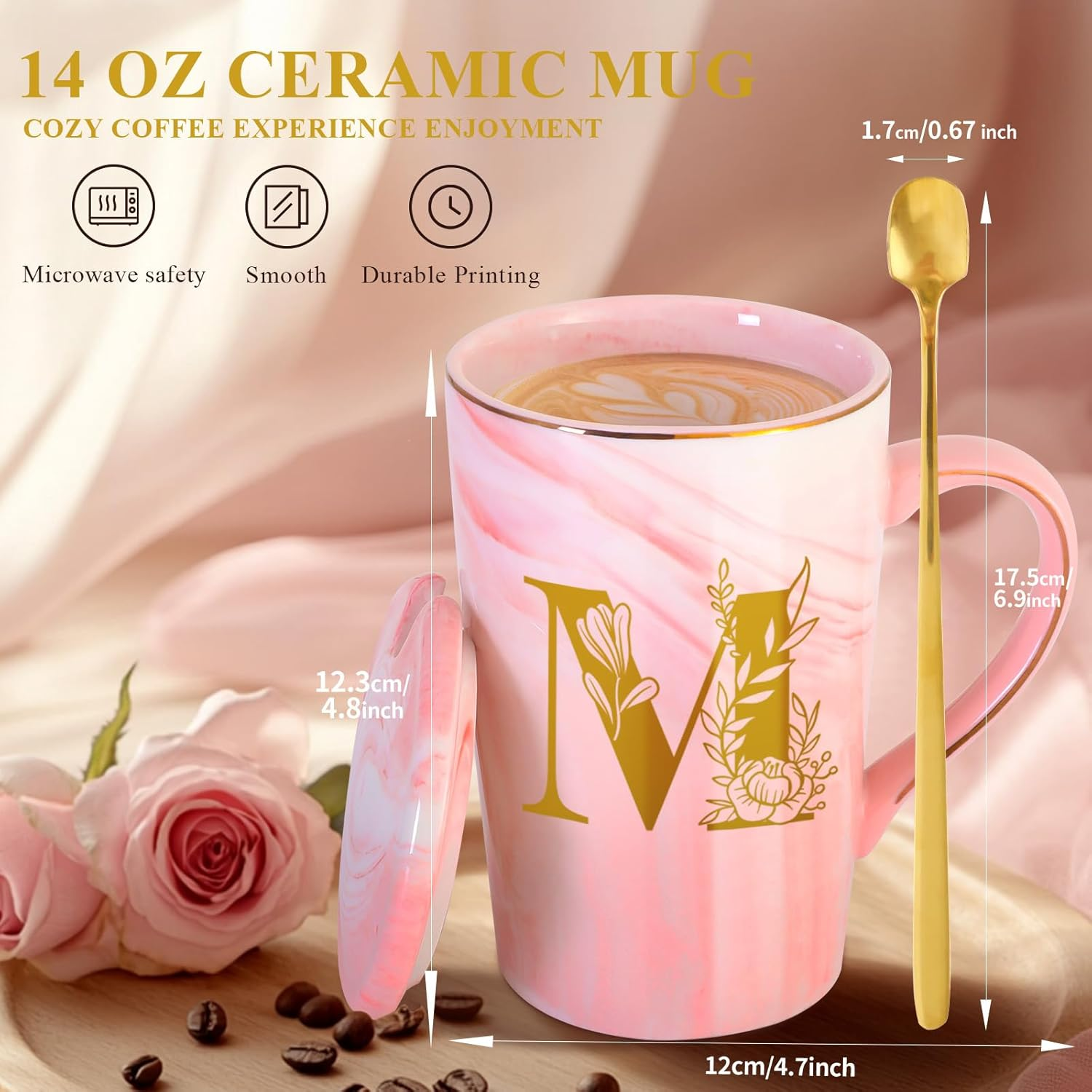 Personalized Ceramic Coffee Mug with Lid - Custom Gift for Wife from Husband Birthday Wedding Anniversary