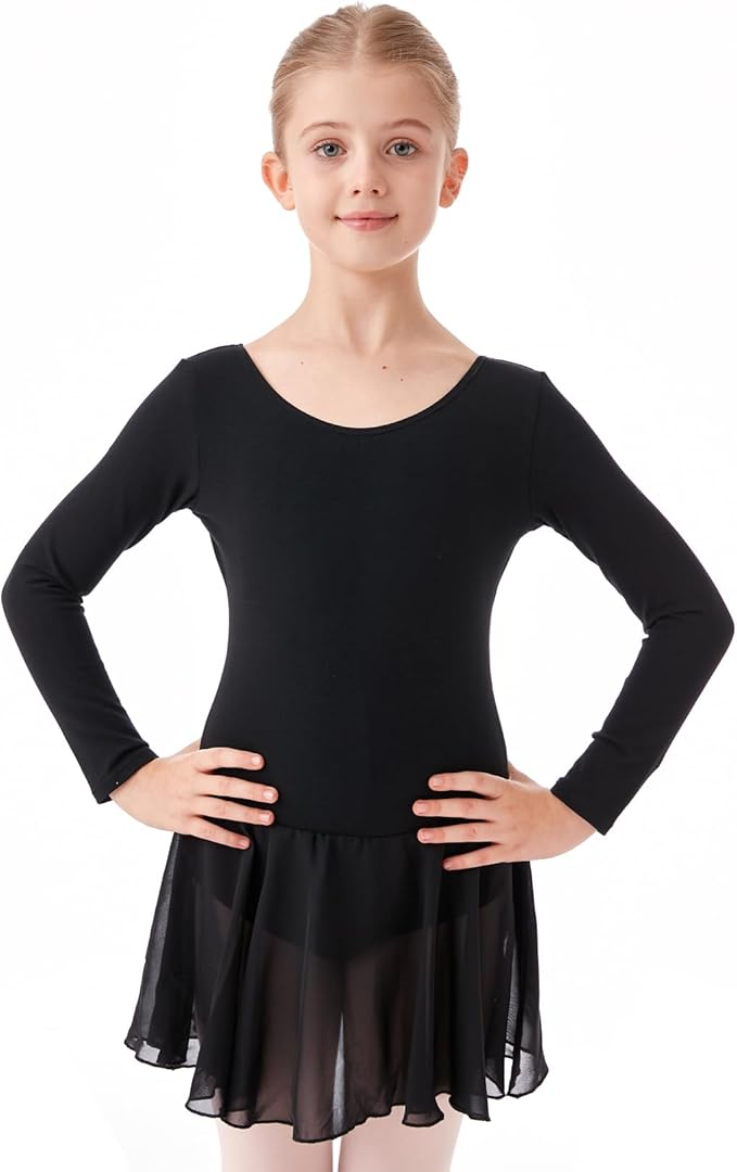 HiDance Girls' Ballet Dress Leotards - Ballerina Dance Dress with Skirt for Kids