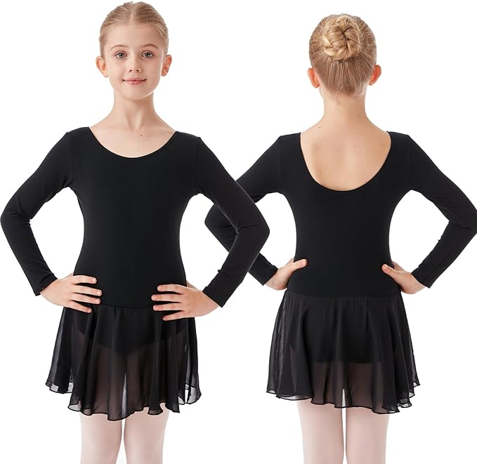 HiDance Girls' Ballet Dress Leotards - Ballerina Dance Dress with Skirt for Kids